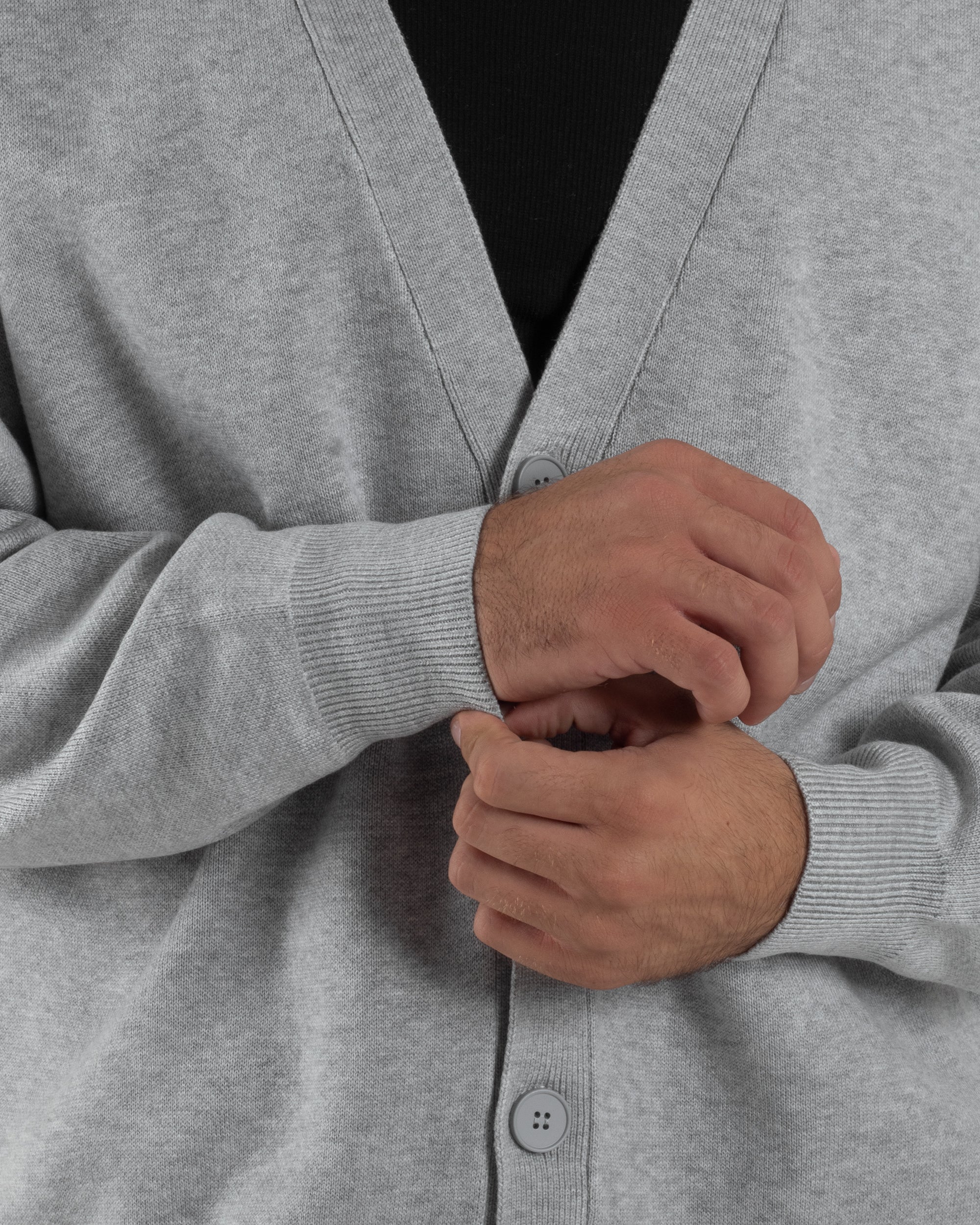 Cardigan Uomo Boxy Fit Cropped Maglia Lana Grigio M3009A