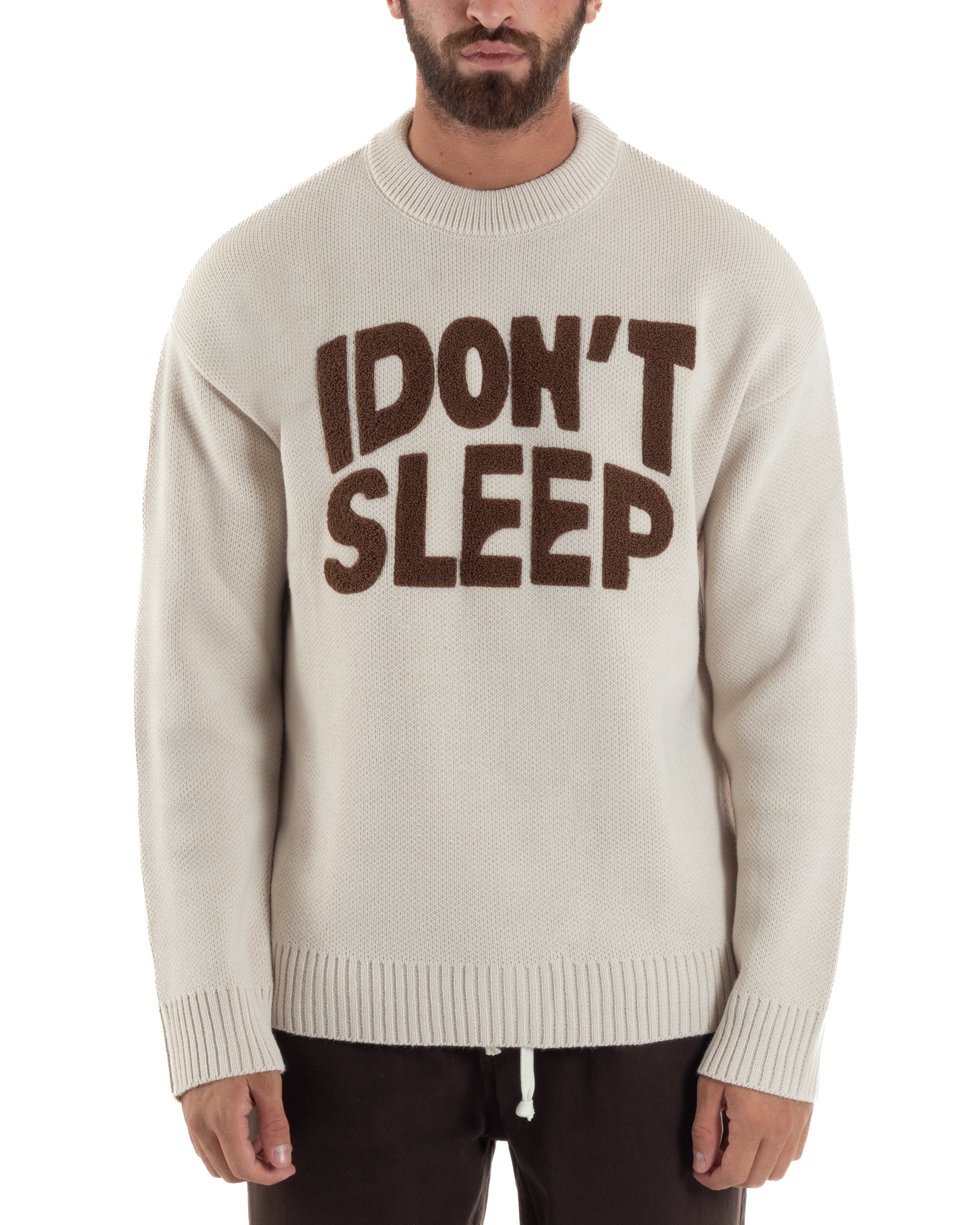 Maglia Uomo Girocollo Lana Relaxed Fit Beige M3018A