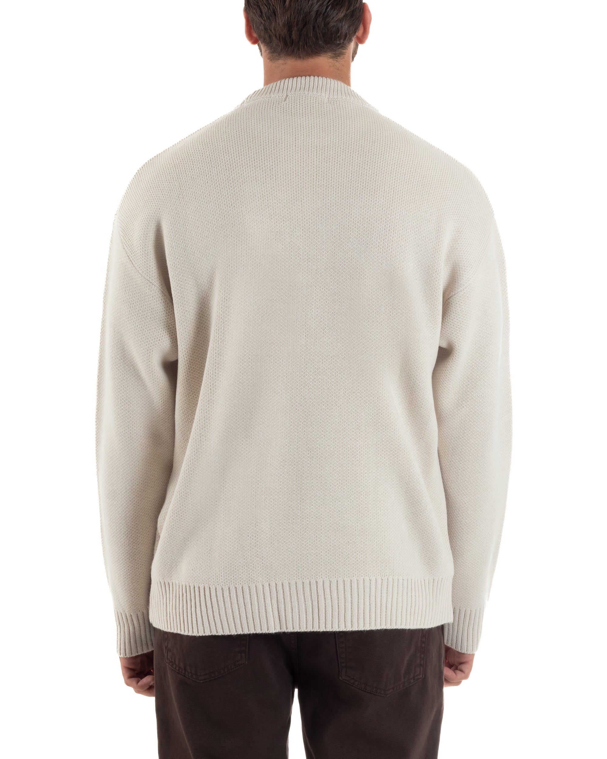 Maglia Uomo Girocollo Lana Relaxed Fit Beige M3018A