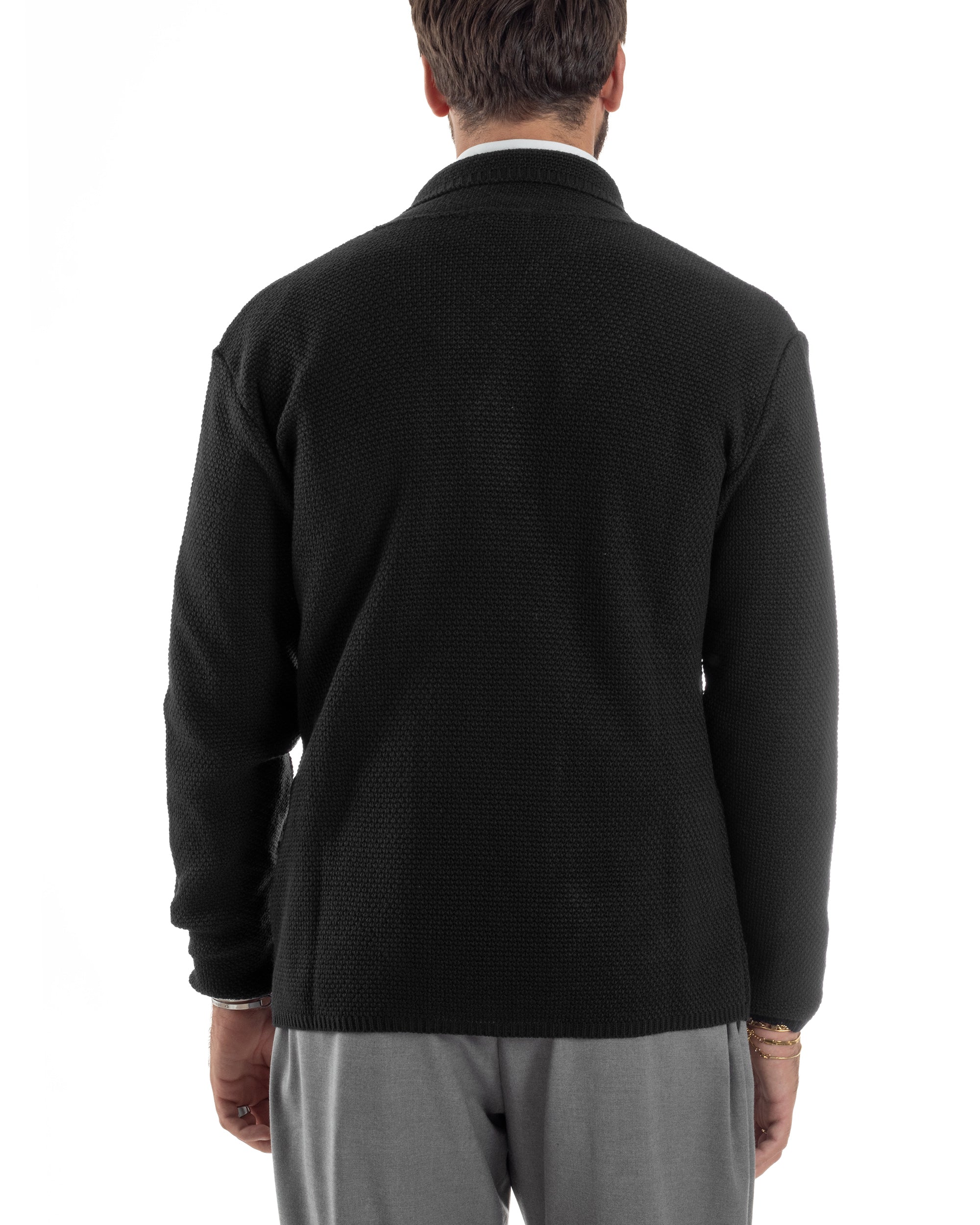Cardigan Uomo Doppiopetto Maglia Links Nero Over-D OC1F2W5M28