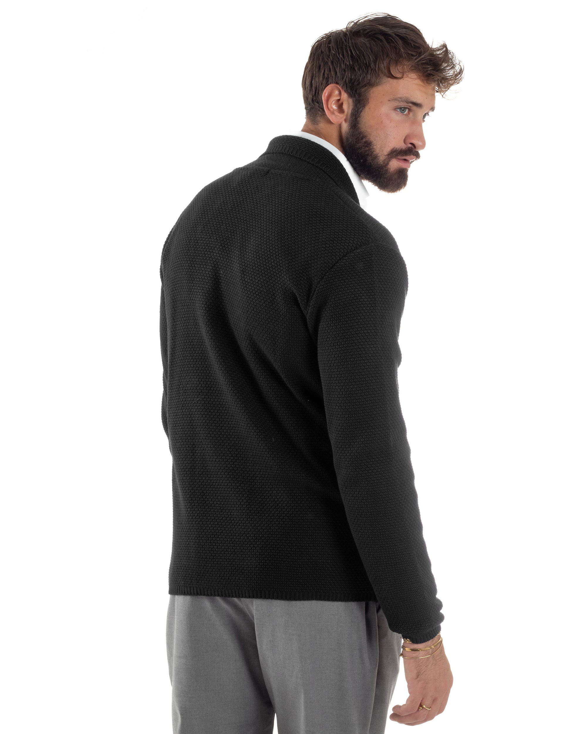 Cardigan Uomo Doppiopetto Maglia Links Nero Over-D OC1F2W5M28