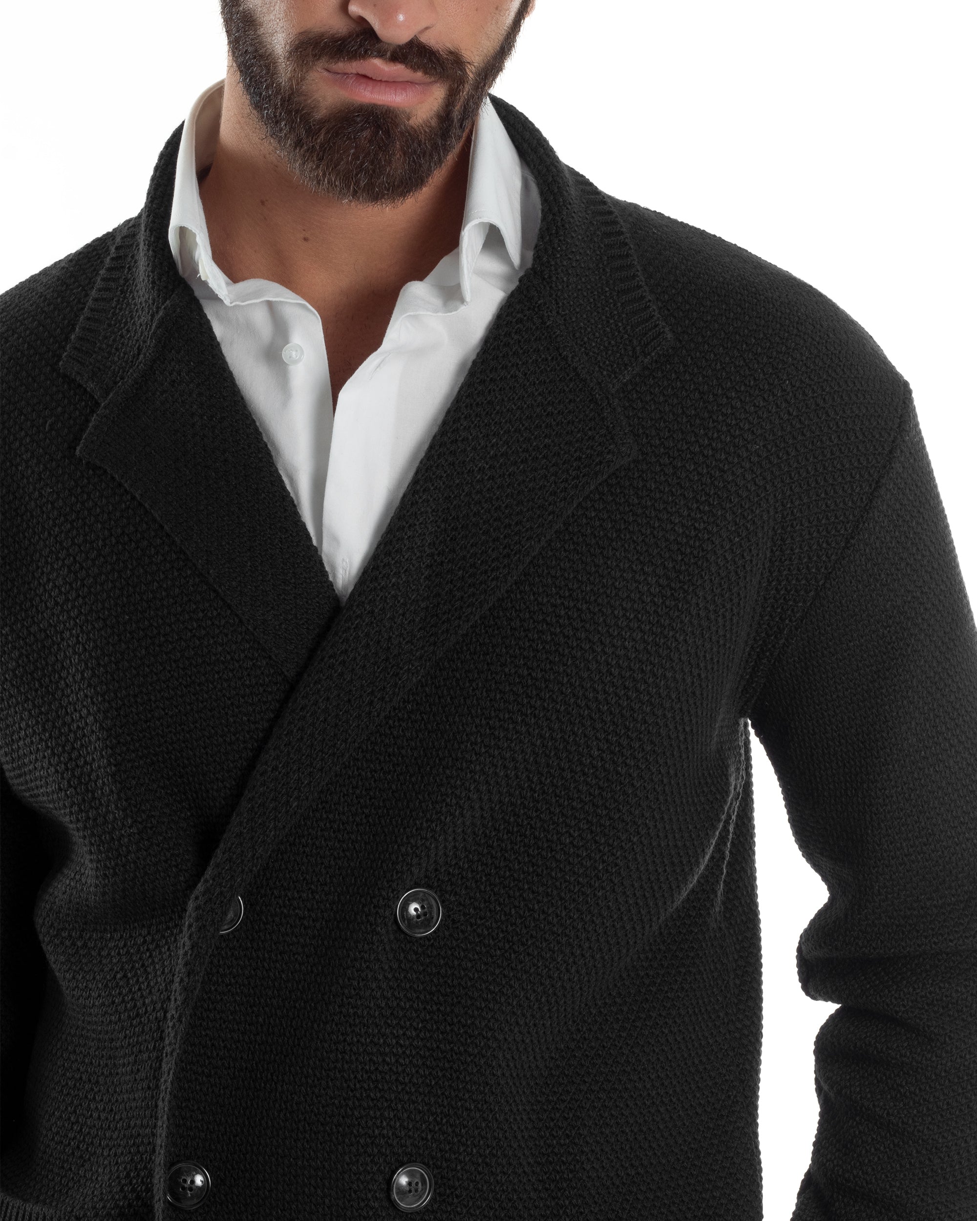 Cardigan Uomo Doppiopetto Maglia Links Nero Over-D OC1F2W5M28