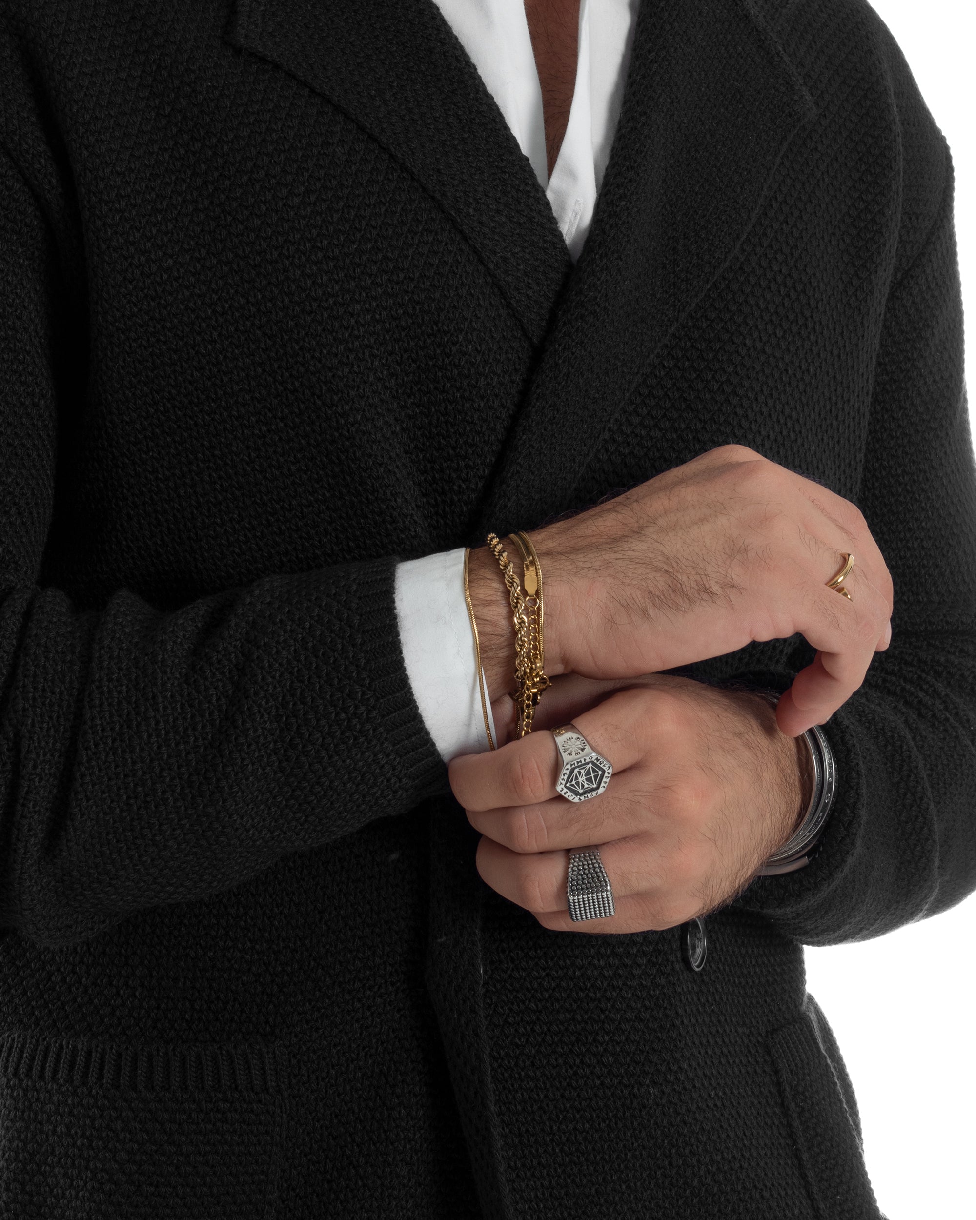 Cardigan Uomo Doppiopetto Maglia Links Nero Over-D OC1F2W5M28