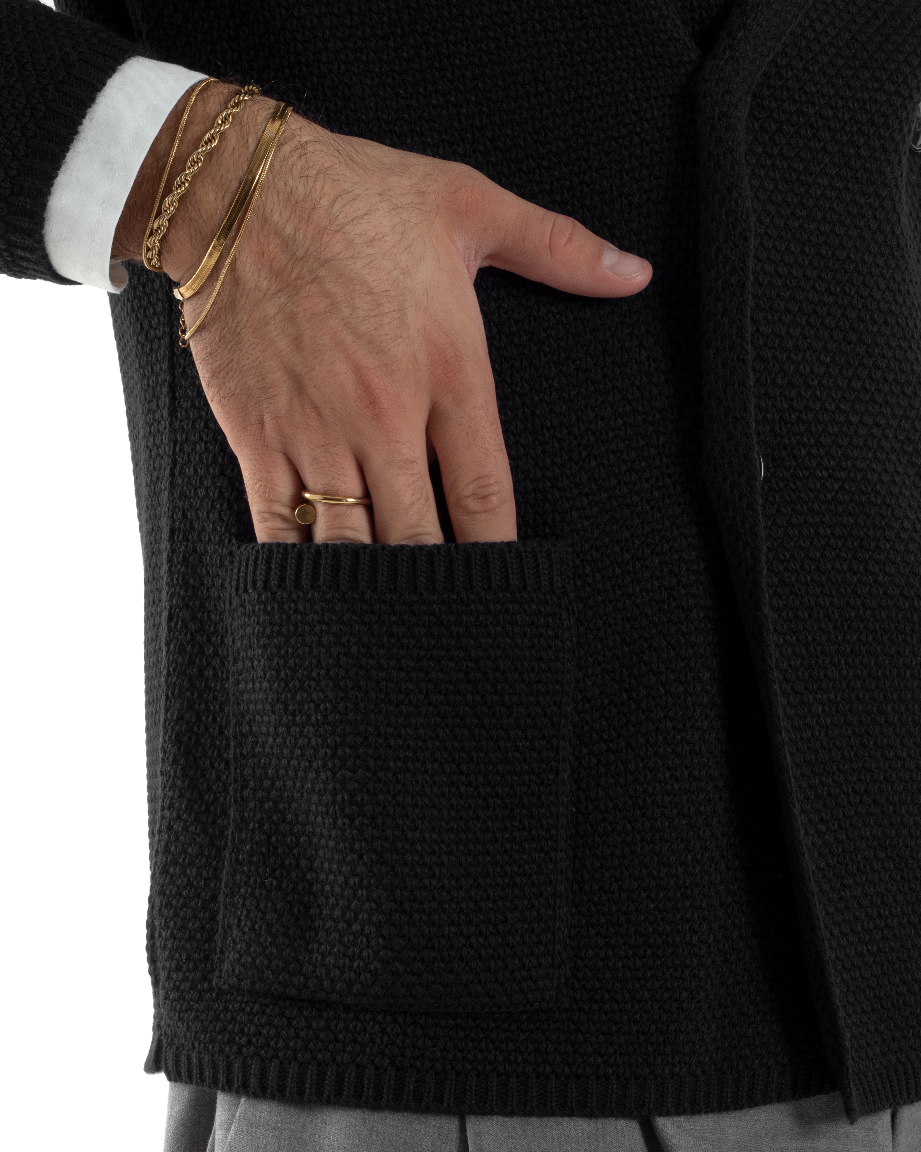 Cardigan Uomo Doppiopetto Maglia Links Nero Over-D OC1F2W5M28