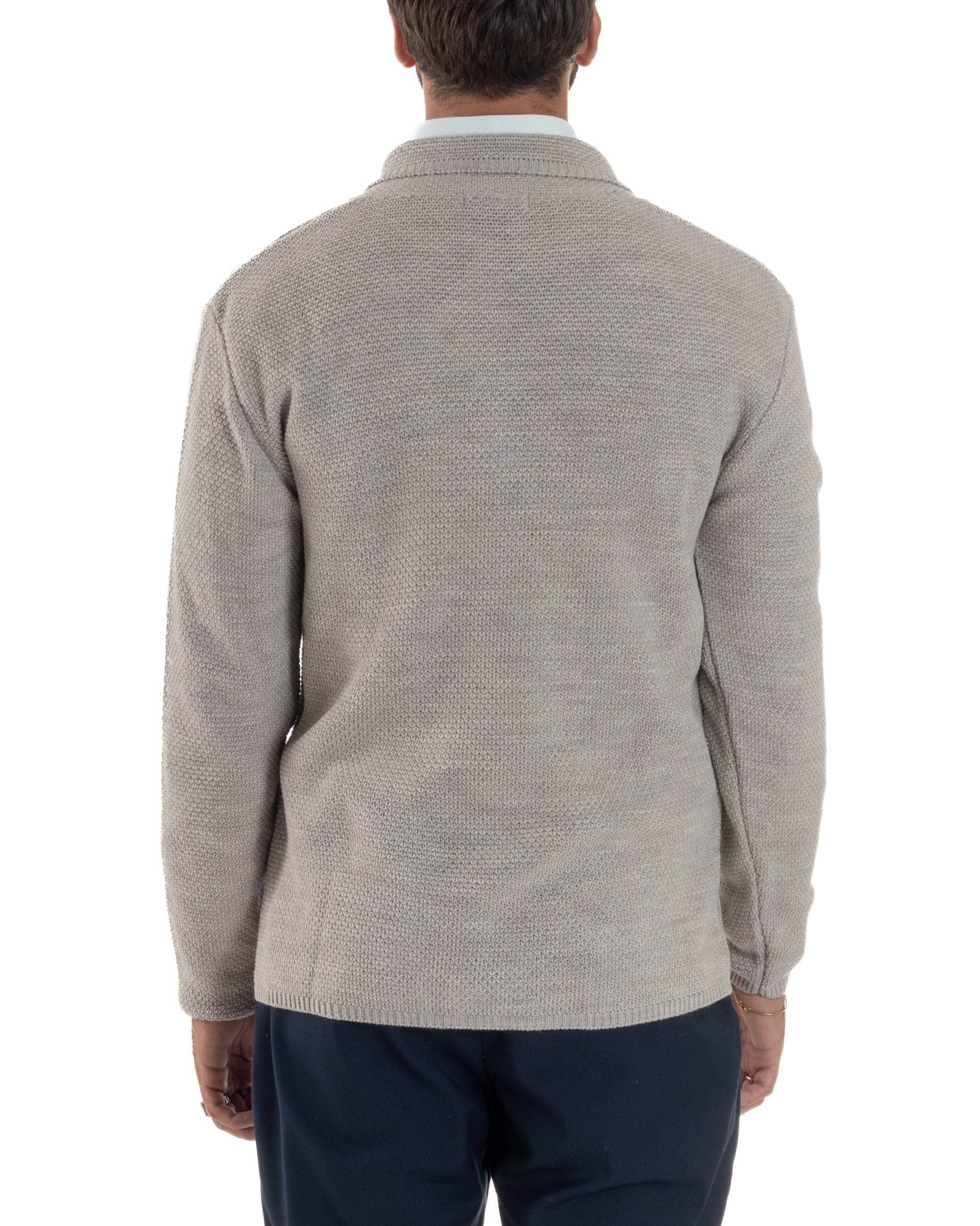 Cardigan Uomo Doppiopetto Maglia Links Beige Over-D OC1F2W5M28