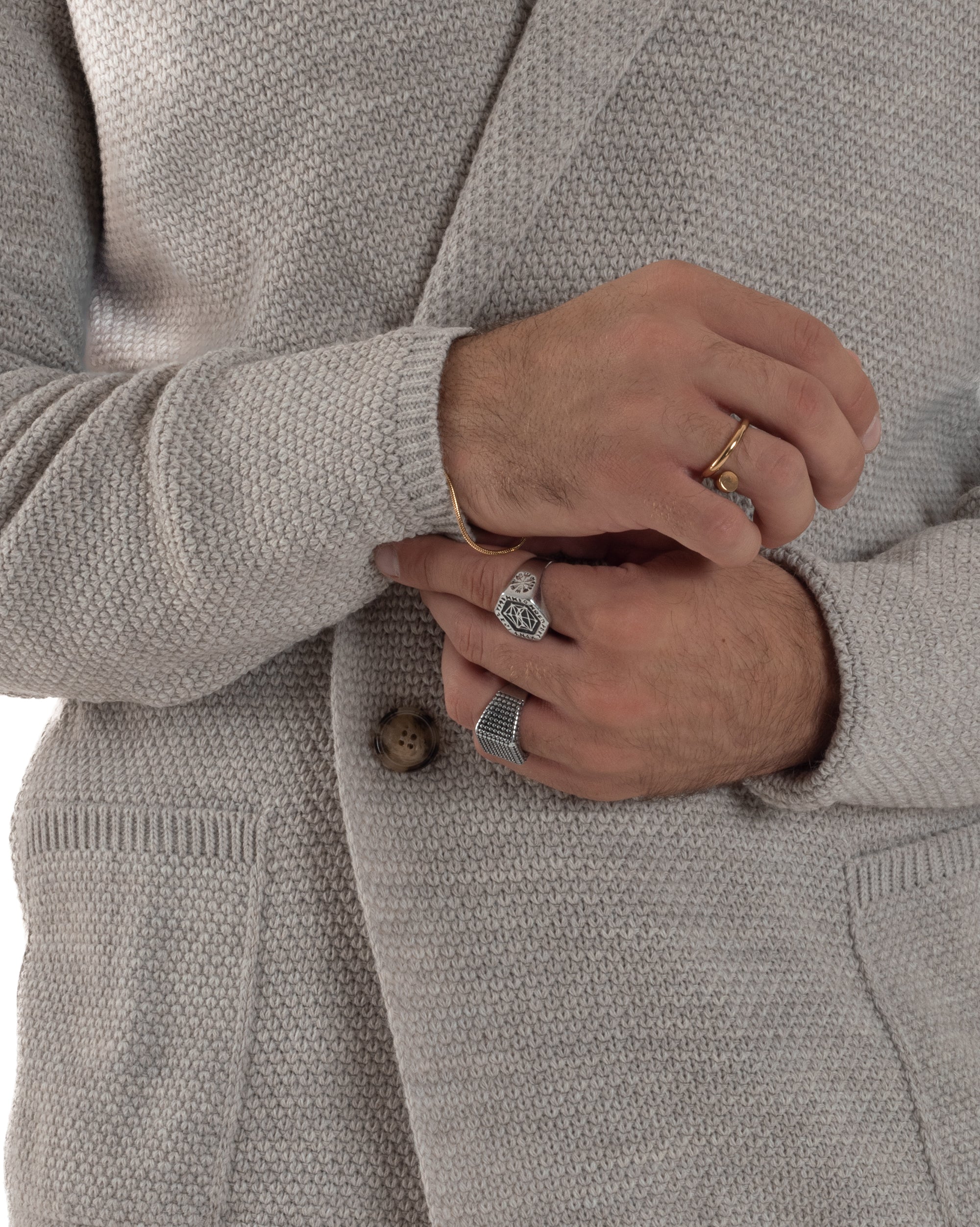 Cardigan Uomo Doppiopetto Maglia Links Beige Over-D OC1F2W5M28