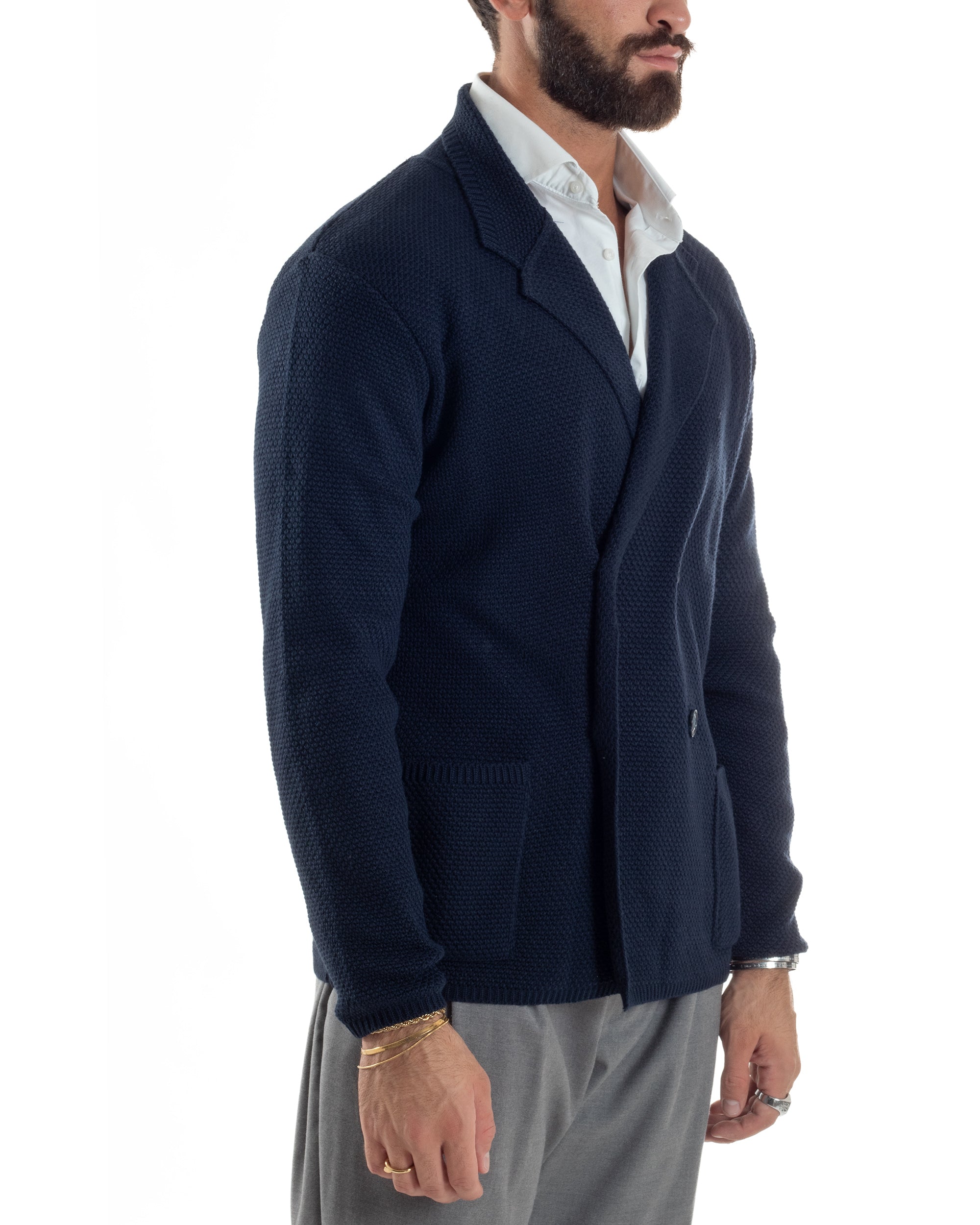 Cardigan Uomo Doppiopetto Maglia Links Blu Over-D OC1F2W5M28