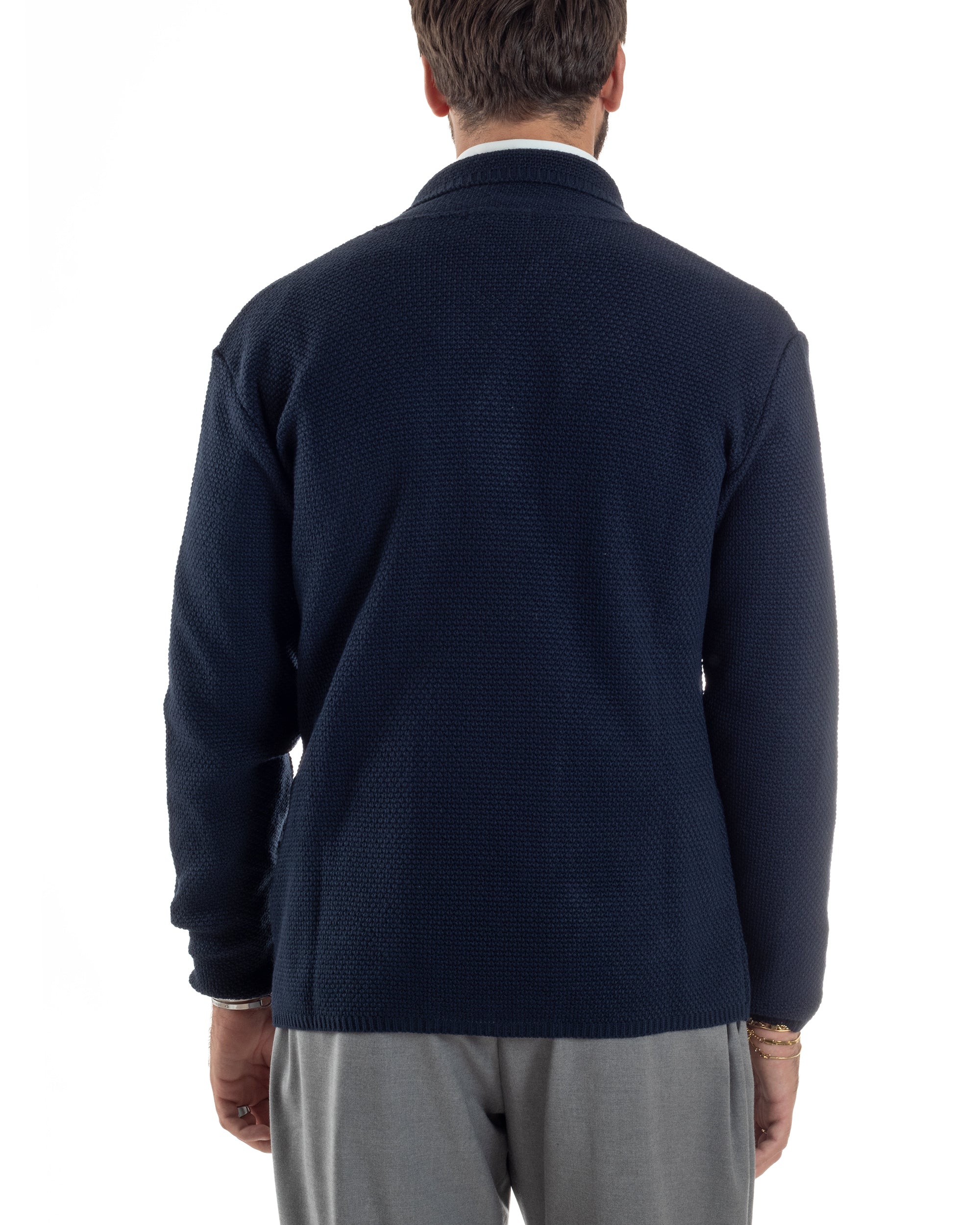 Cardigan Uomo Doppiopetto Maglia Links Blu Over-D OC1F2W5M28