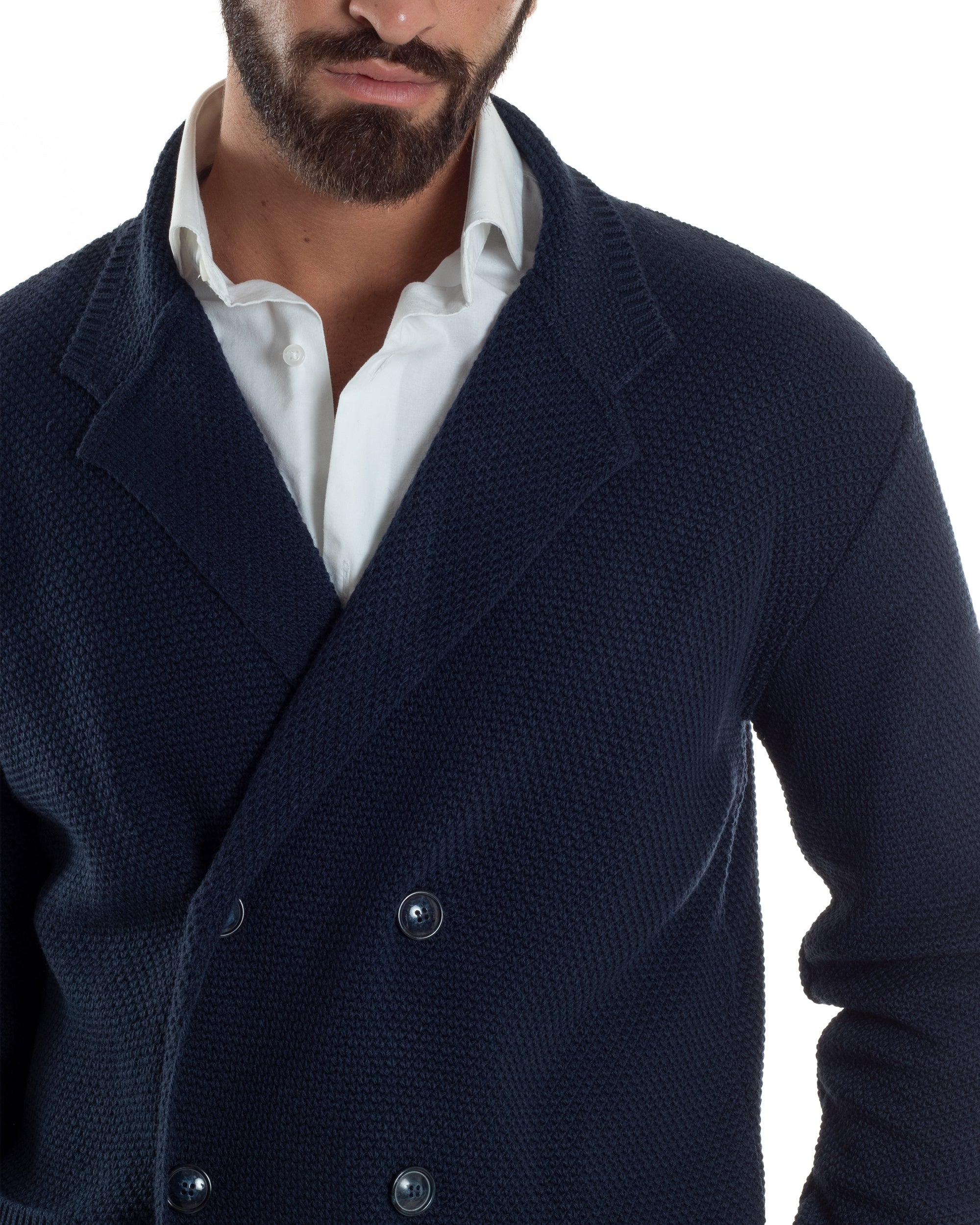 Cardigan Uomo Doppiopetto Maglia Links Blu Over-D OC1F2W5M28