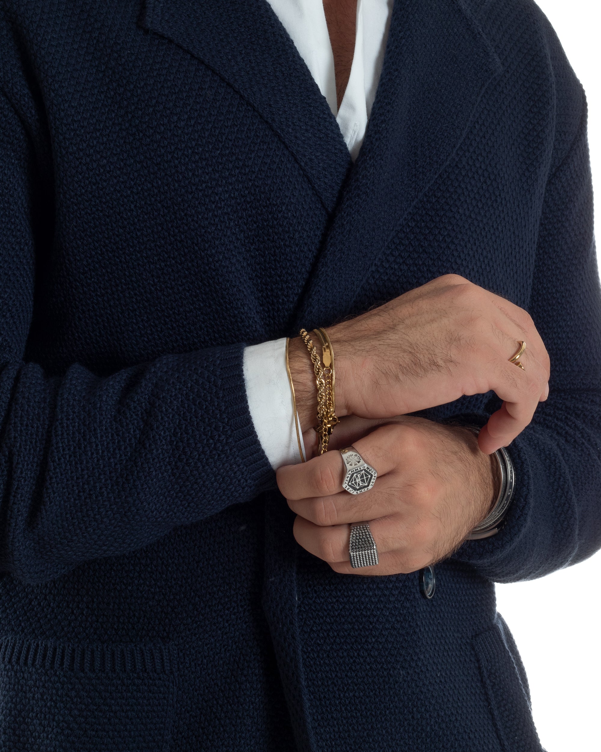 Cardigan Uomo Doppiopetto Maglia Links Blu Over-D OC1F2W5M28