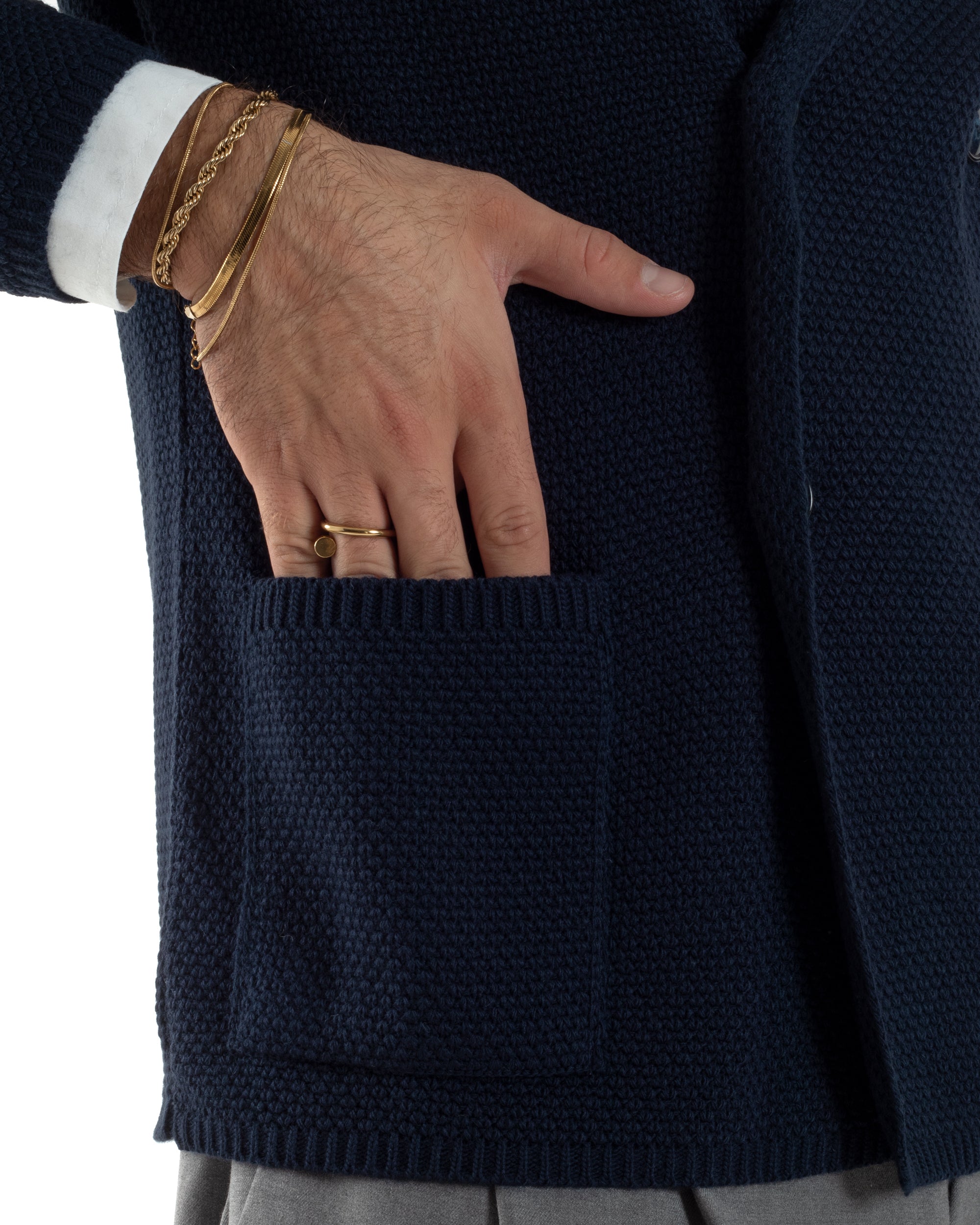 Cardigan Uomo Doppiopetto Maglia Links Blu Over-D OC1F2W5M28