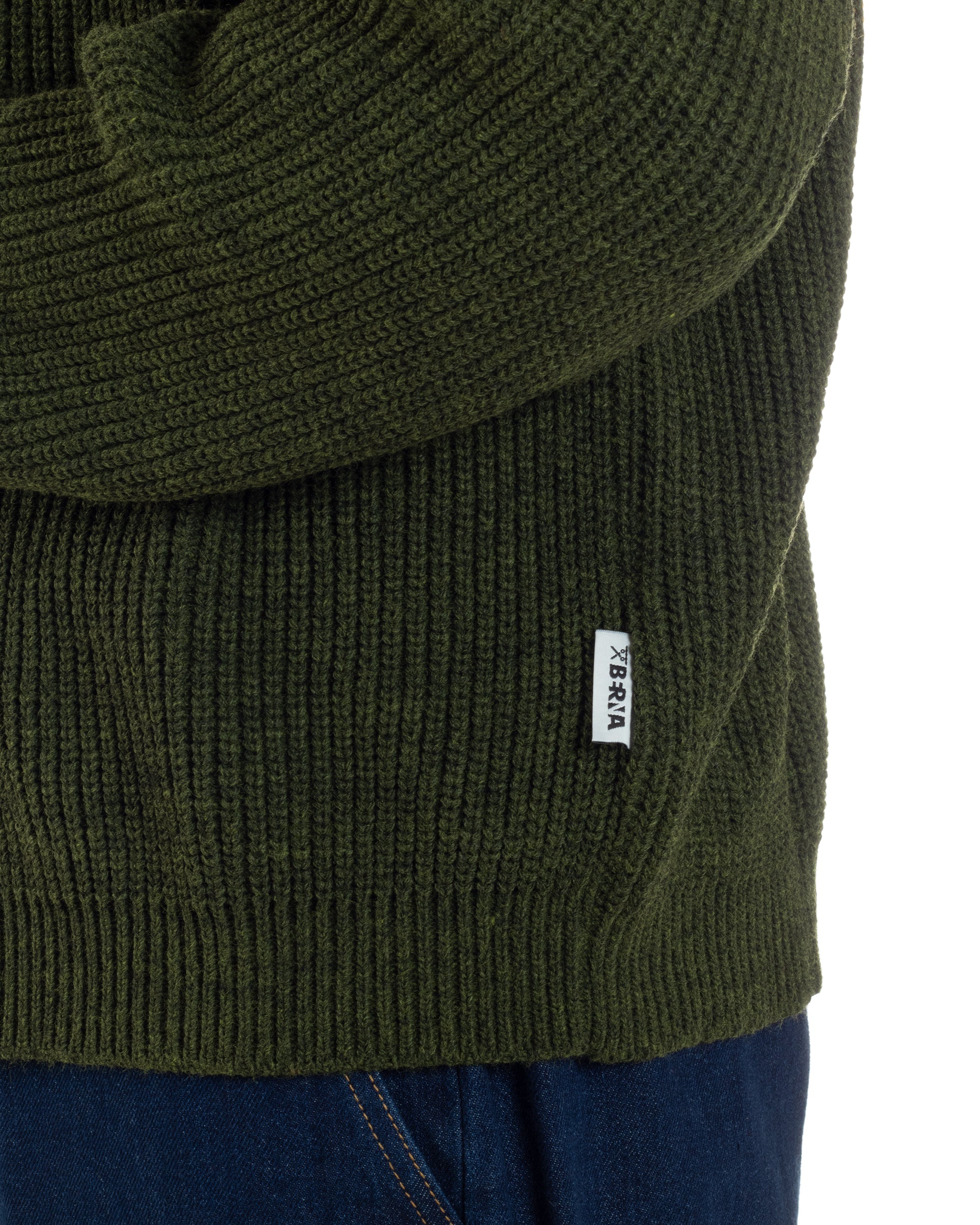 Cardigan Uomo Ricamo Jacquard Maglia Over Scollo V Verde Berna M-252014