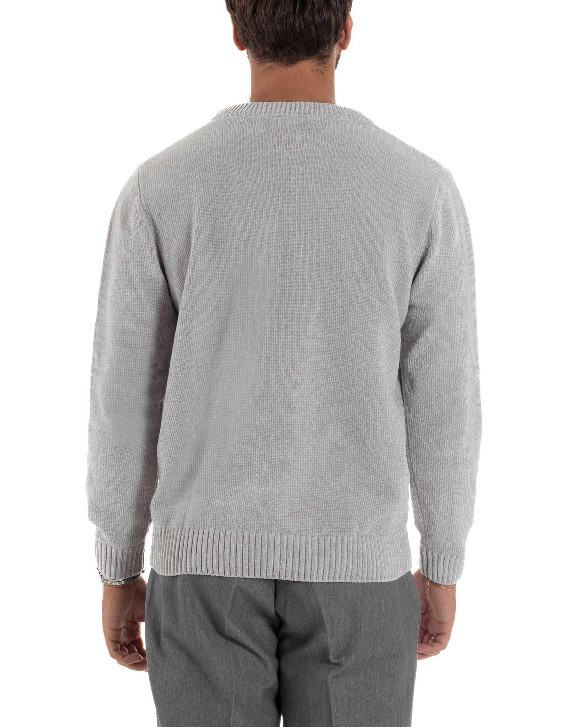 Maglioncino Uomo Ciniglia Regular Fit Maglia Basic Grigio M3050A