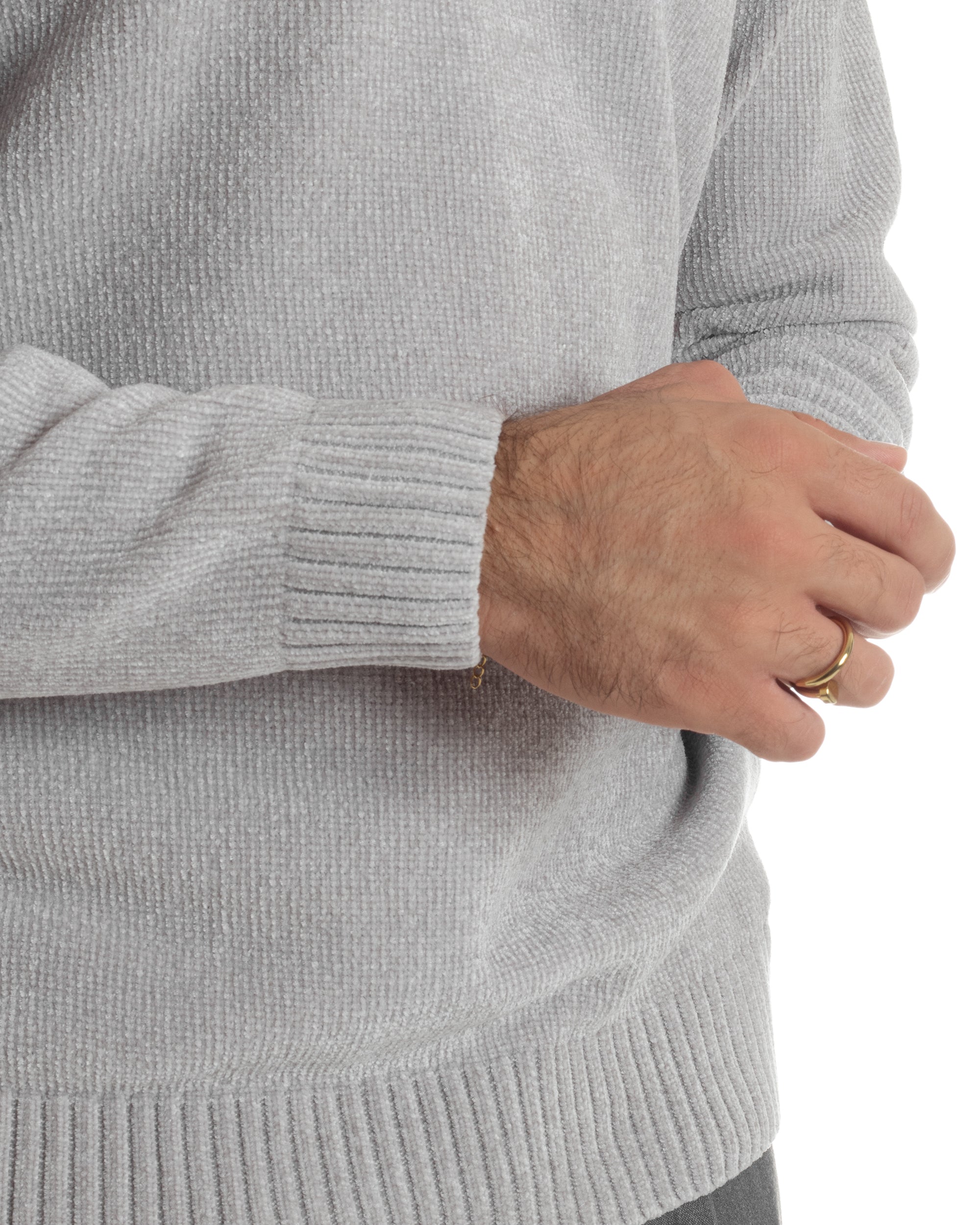 Maglioncino Uomo Ciniglia Regular Fit Maglia Basic Grigio M3050A