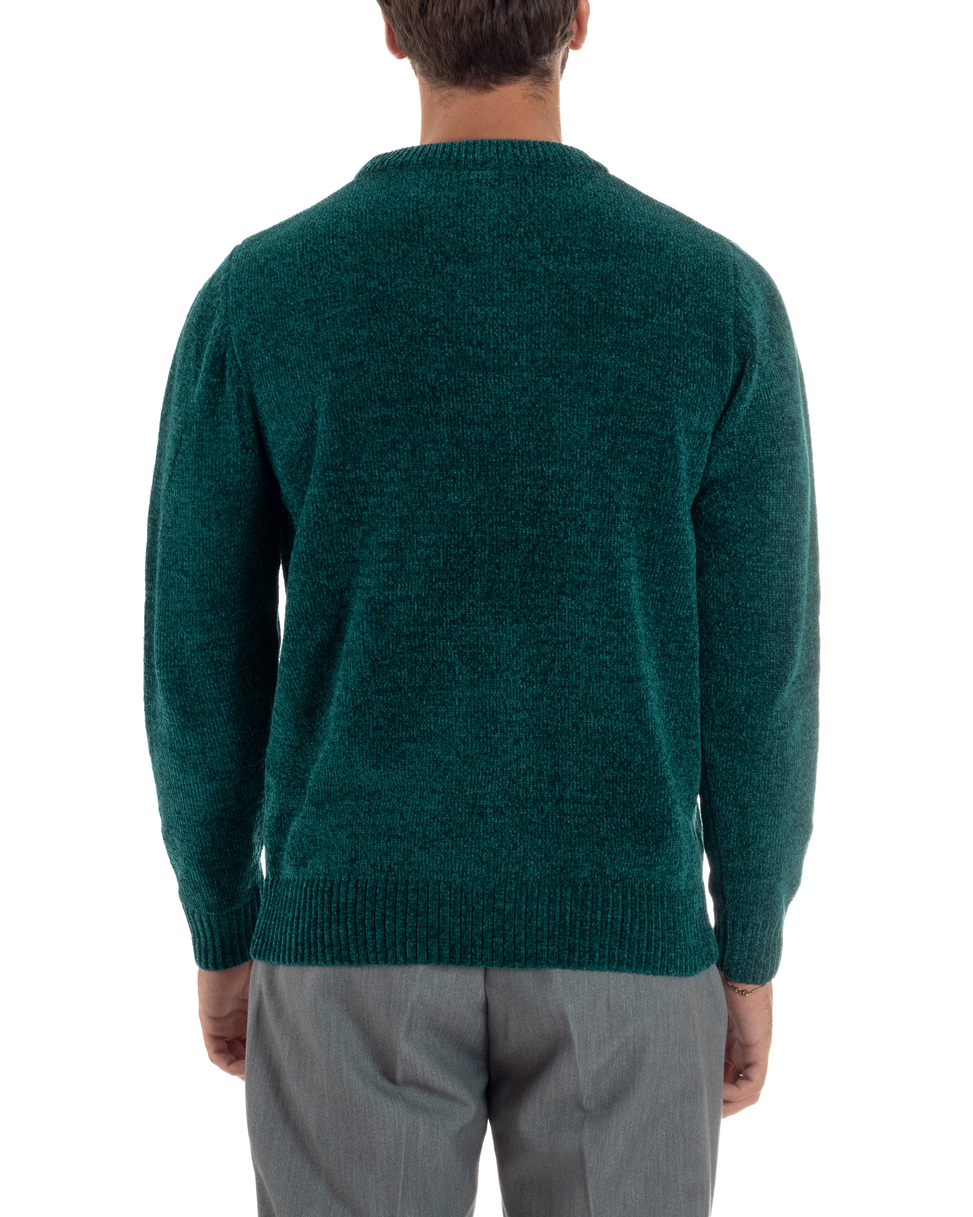 Maglioncino Uomo Ciniglia Regular Fit Maglia Basic Petrolio M3053A