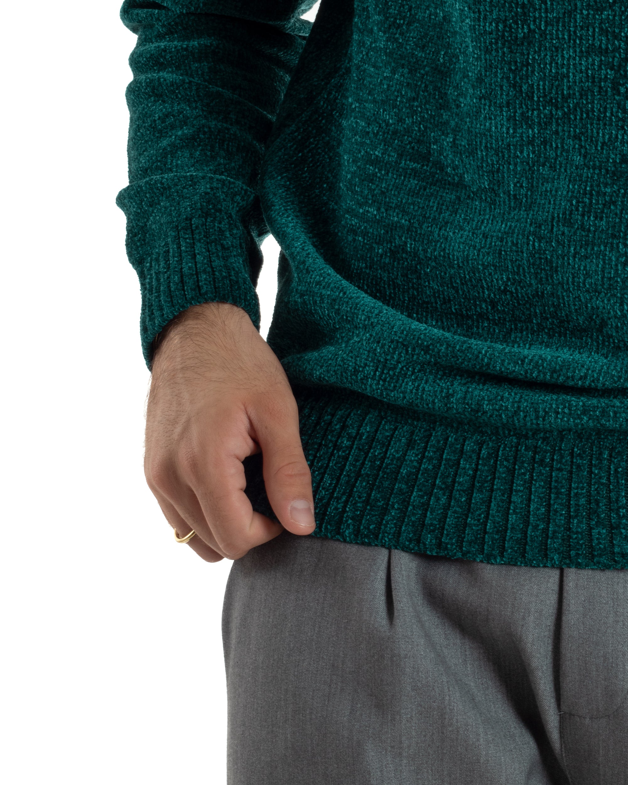 Maglioncino Uomo Ciniglia Regular Fit Maglia Basic Petrolio M3053A