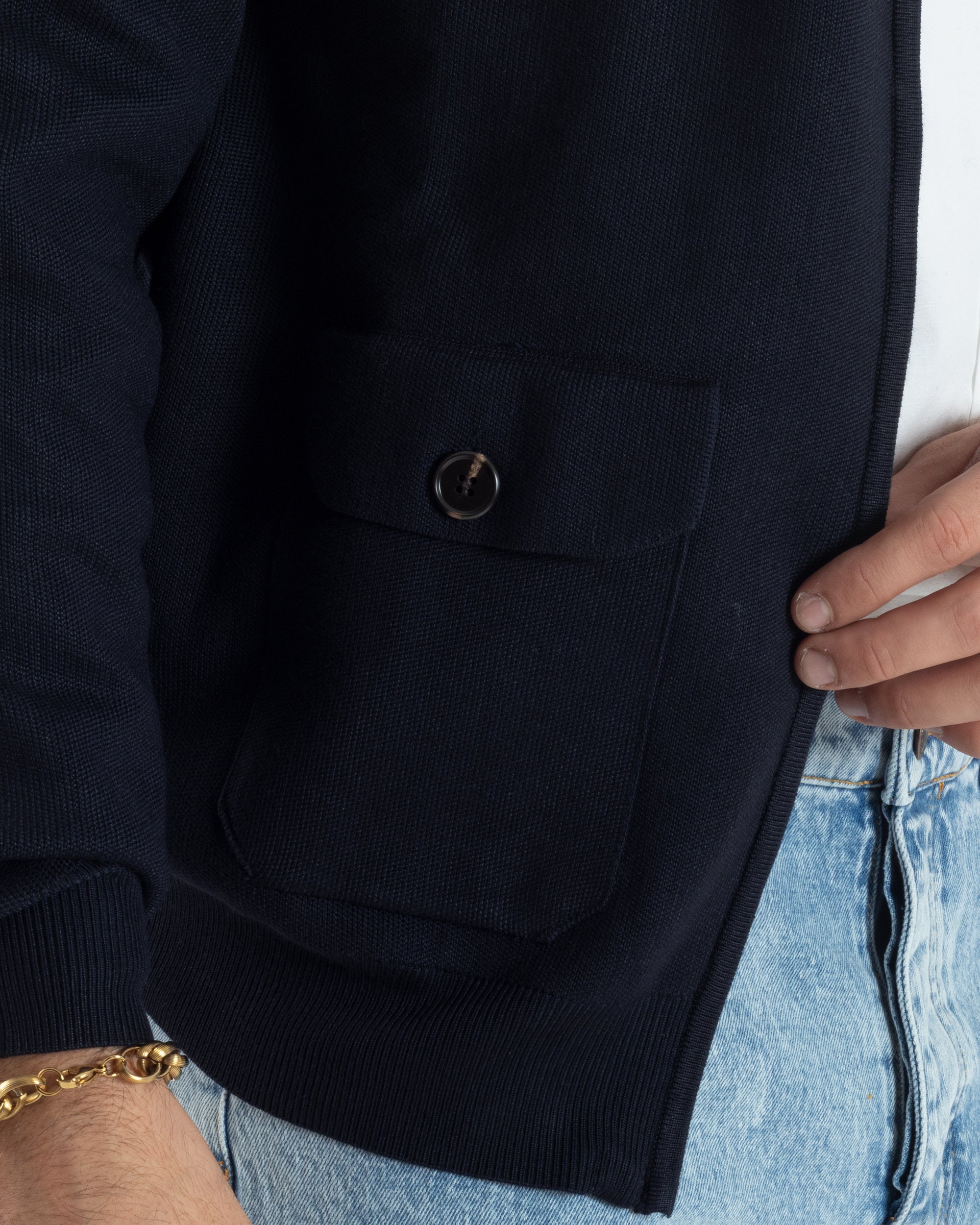 Cardigan Uomo Giacca Comoda Calda Maglioncino Con Collo Zip Blu M3061A