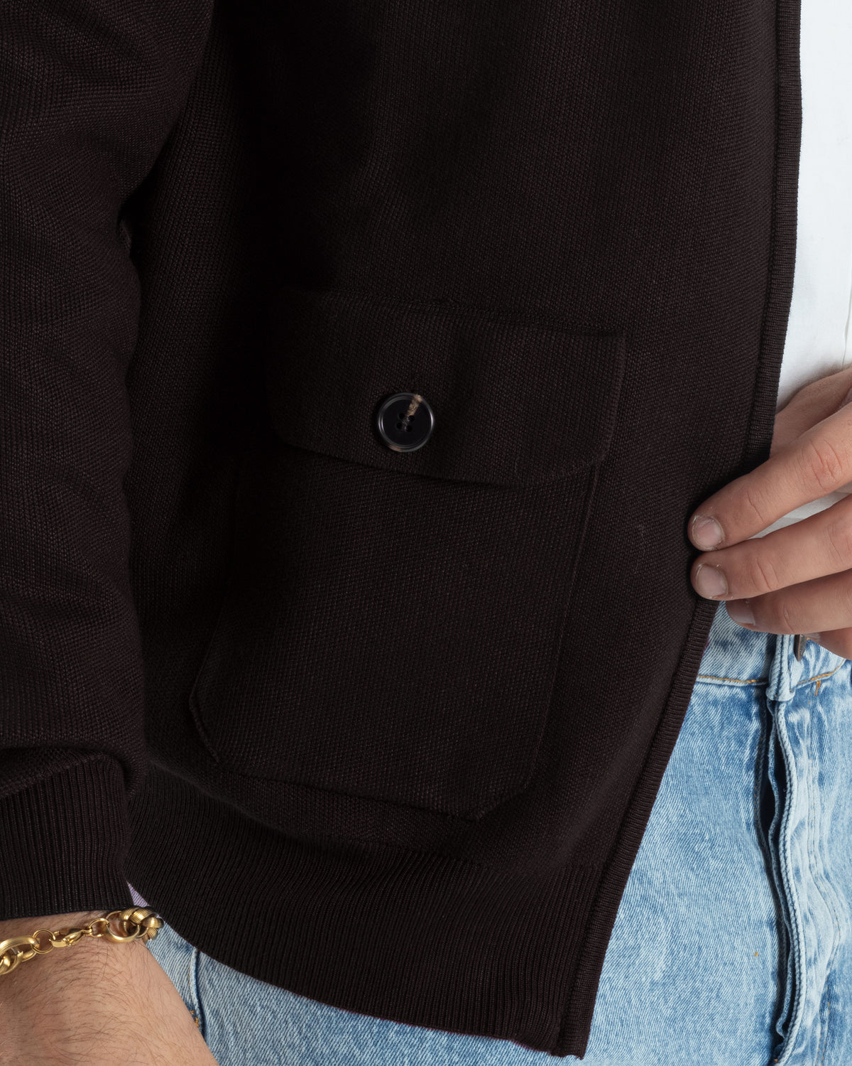Cardigan uomo ciacca comoda calda maglioncino con collo zip marrone GIOSAL-M3103A