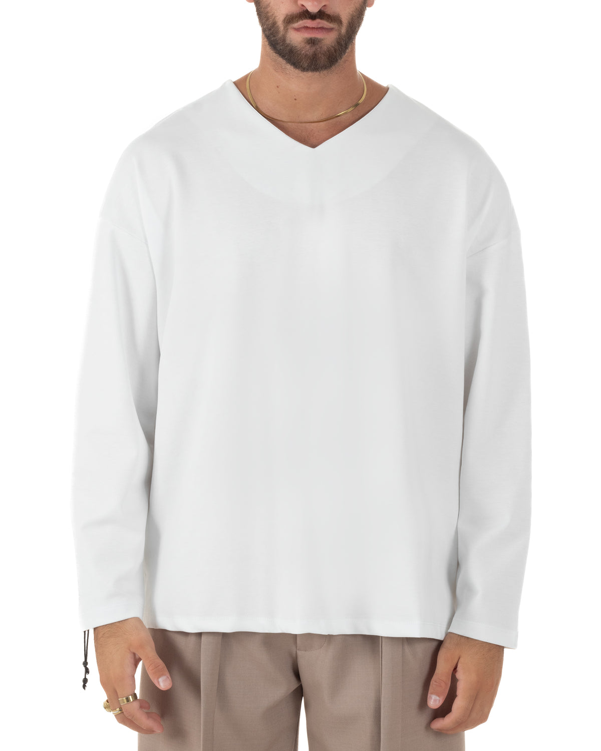 Maglia uomo long sleeve bianca, comoda e dallo stile casual