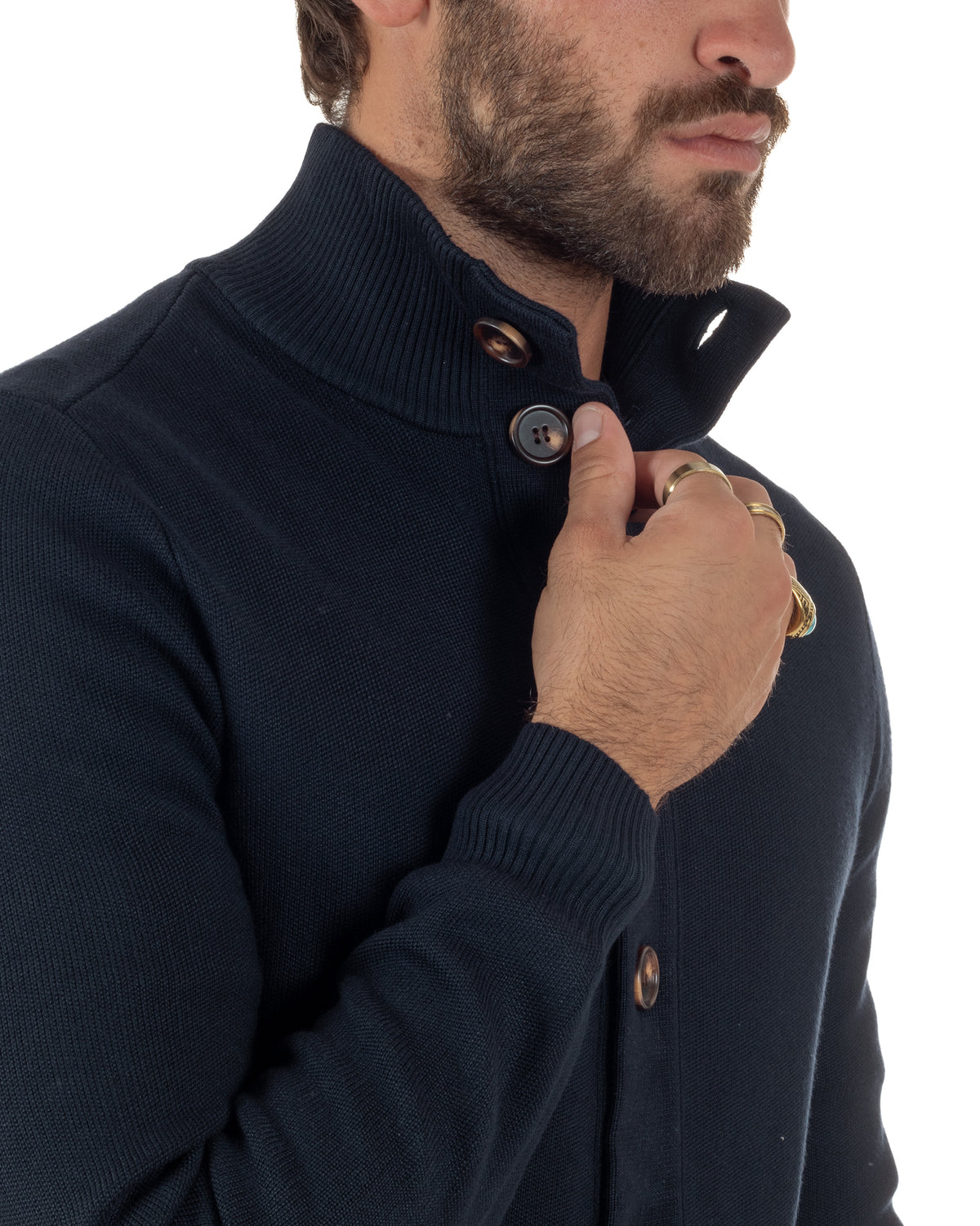 Cardigan uomo maglia con collo bottoni giacca blu GIOSAL-M3123A