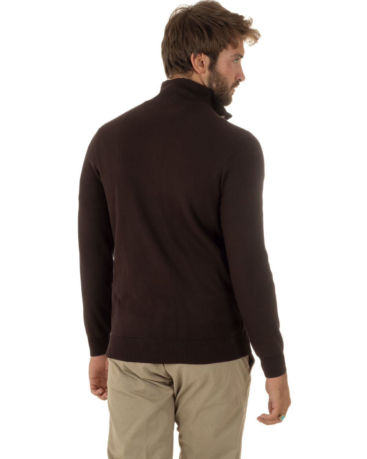 Cardigan uomo maglia con collo bottoni giacca marrone GIOSAL-M3125A