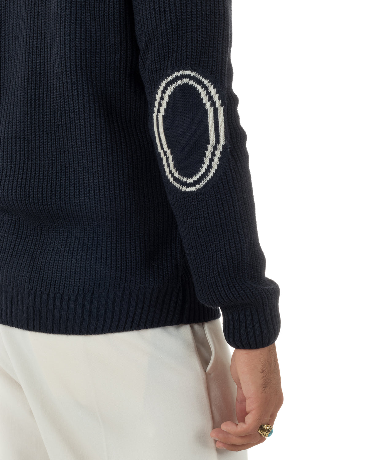Cardigan giacca sciallata uomo maglia inglese con bottoni a contrasto blu BlackSunday-M3126A
