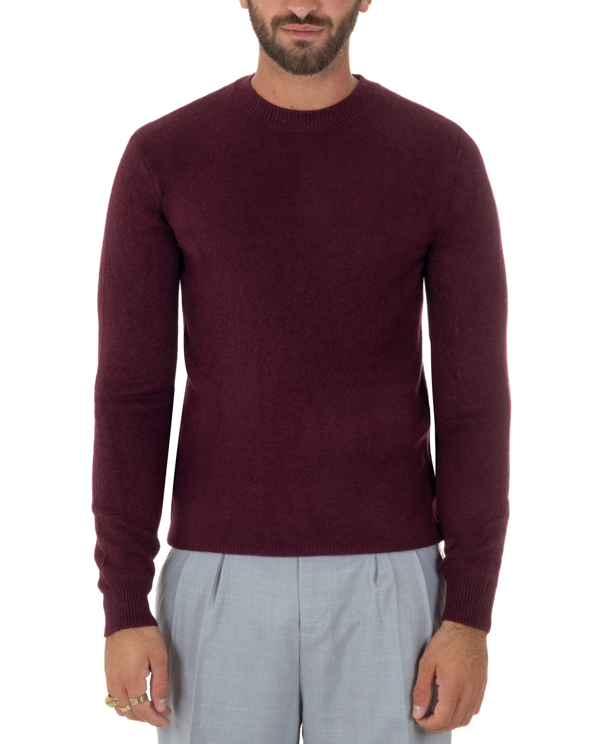 Maglioncino uomo girocollo ciniglia caldo basic bordeaux GIOSAL-M3130A