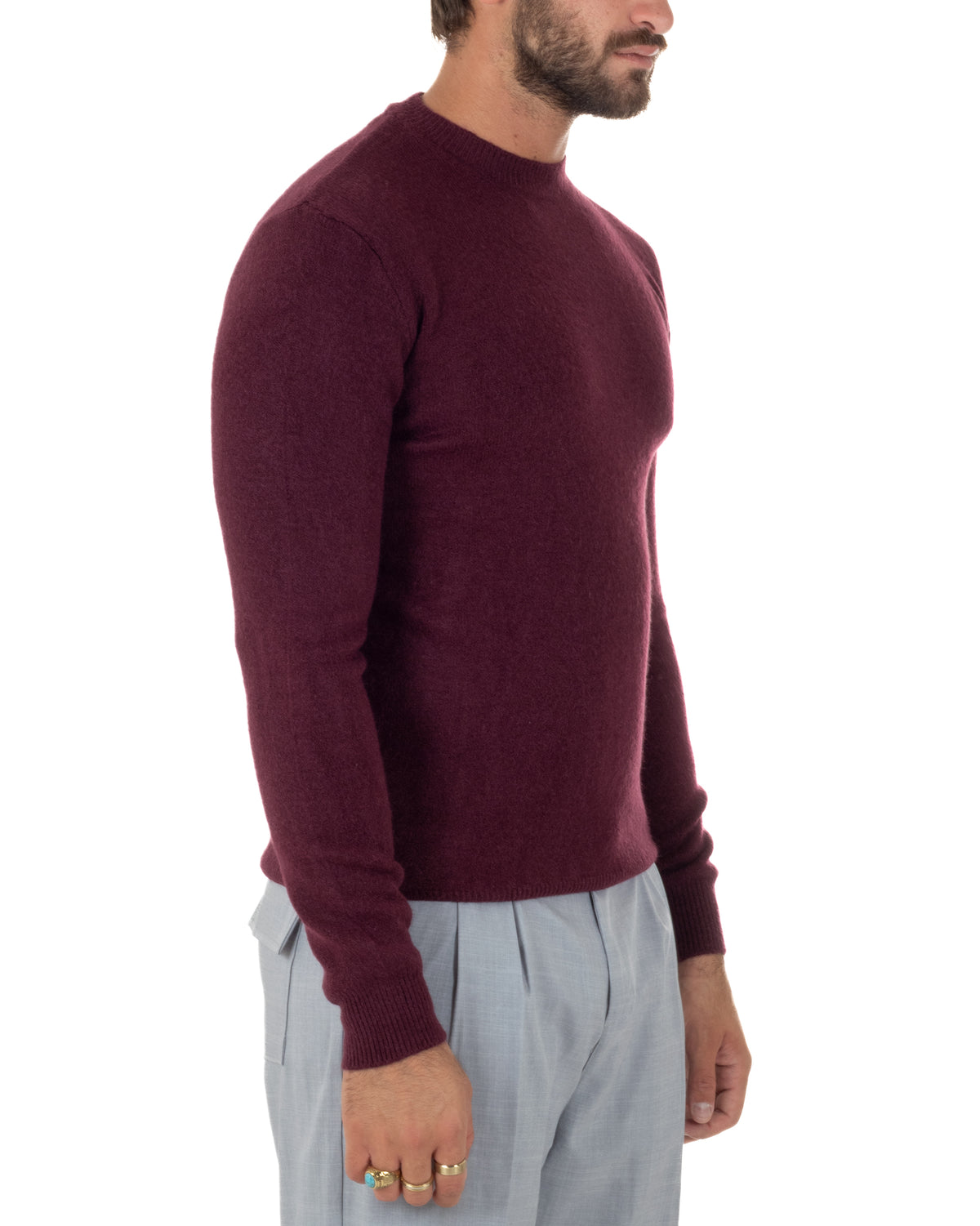 Maglioncino uomo girocollo ciniglia caldo basic bordeaux GIOSAL-M3130A