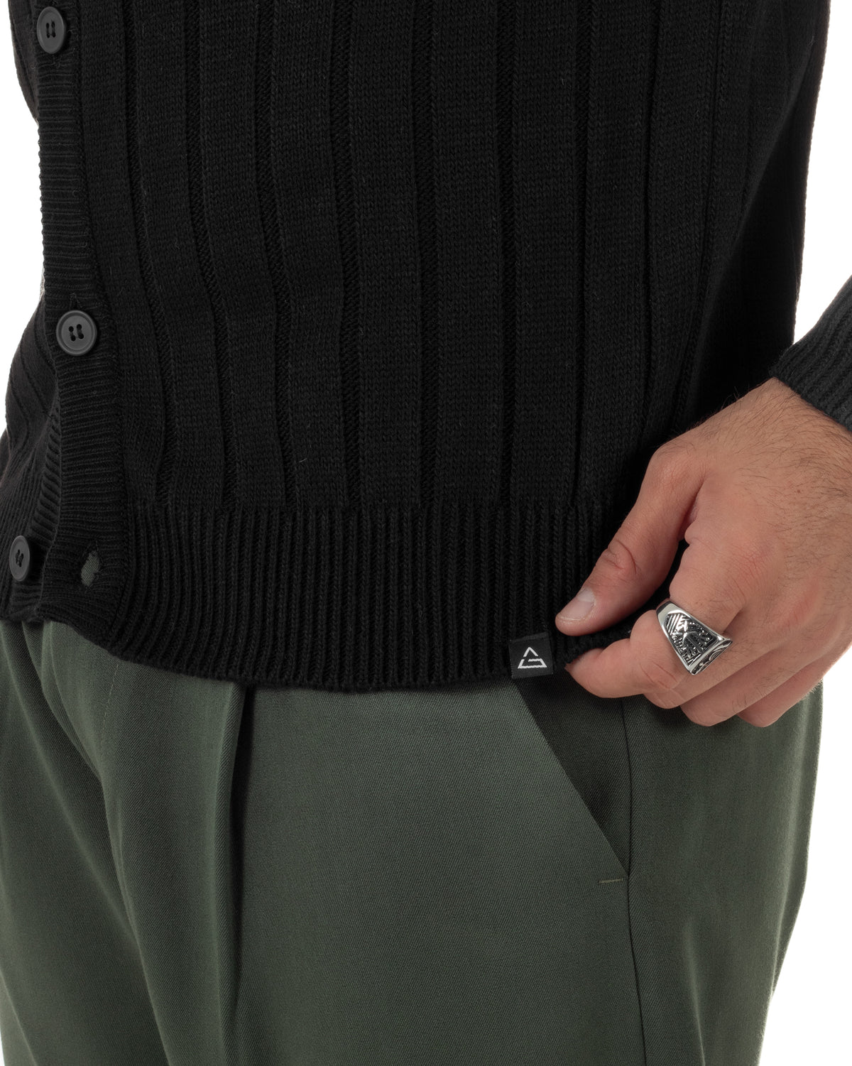 Cardigan giacca coreana uomo maglia coste verticali nero GIOSAL-M3160A