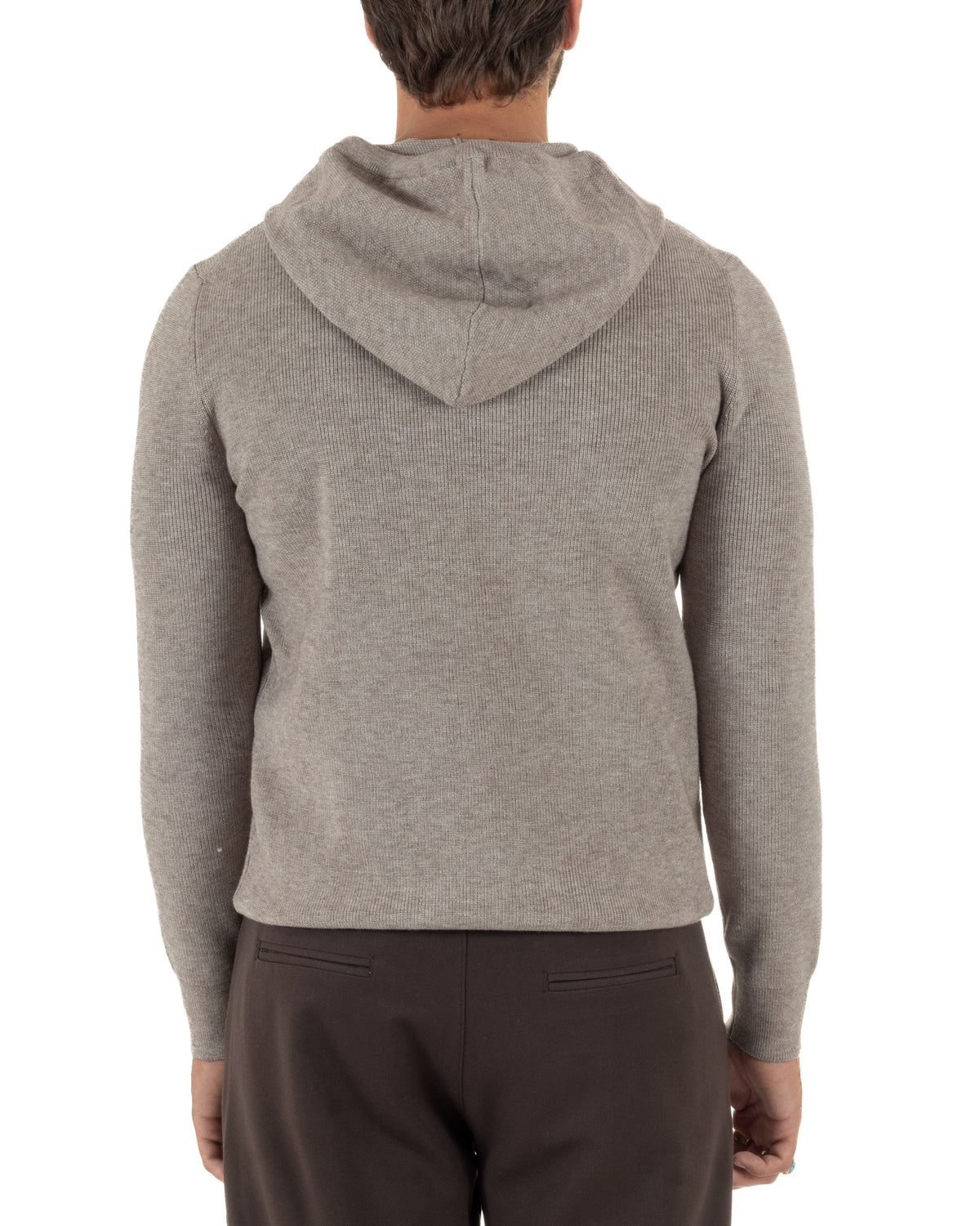 Maglioncino uomo maglia mélange con cappuccio coulisse beige GIOSAL-M3176A