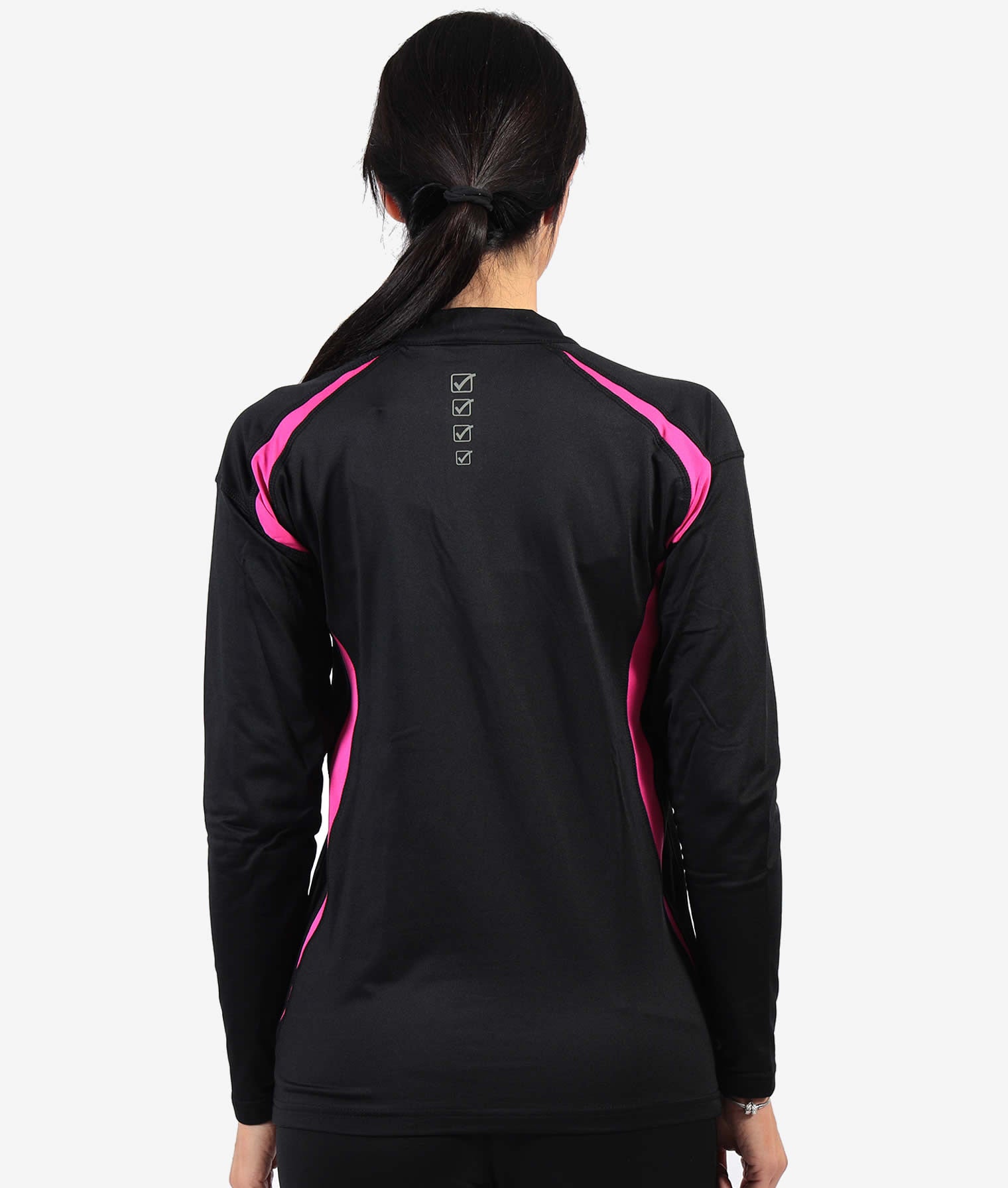 RUNNING LONG T-SHIRT GIVOVA NERO FUXIA Tessuto Tecnico Unisex Maglia Sportiva Maniche Lunghe T-Shirt Bicolore Con Zip Da Ginnastica GIOSAL