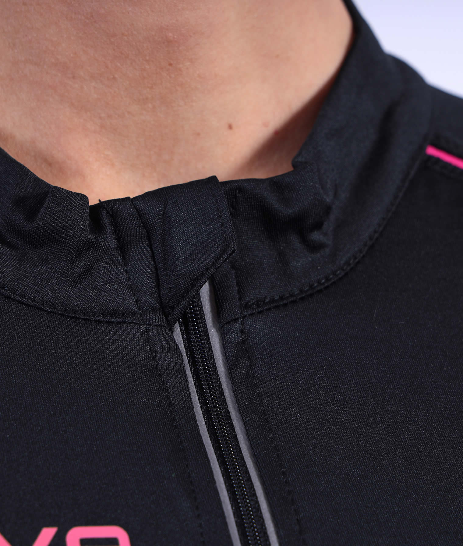 RUNNING LONG T-SHIRT GIVOVA NERO FUXIA Tessuto Tecnico Unisex Maglia Sportiva Maniche Lunghe T-Shirt Bicolore Con Zip Da Ginnastica GIOSAL