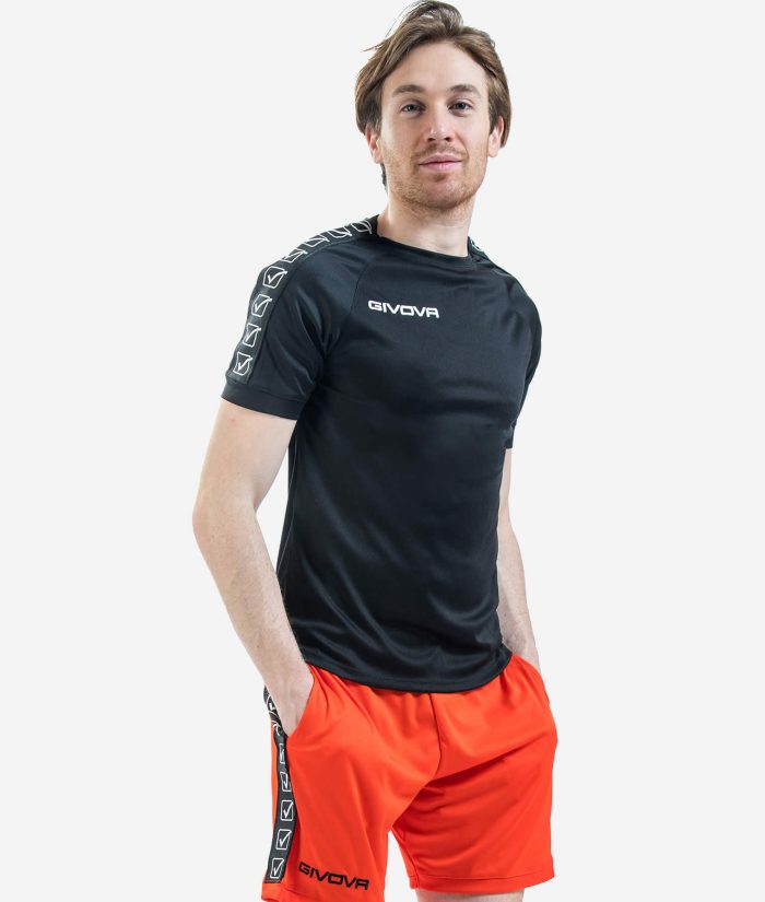 T-SHIRT POLY BAND GIVOVA NERO Unisex Maglia Mezze Maniche Girocollo Sportiva Da Ginnastica GIOSAL