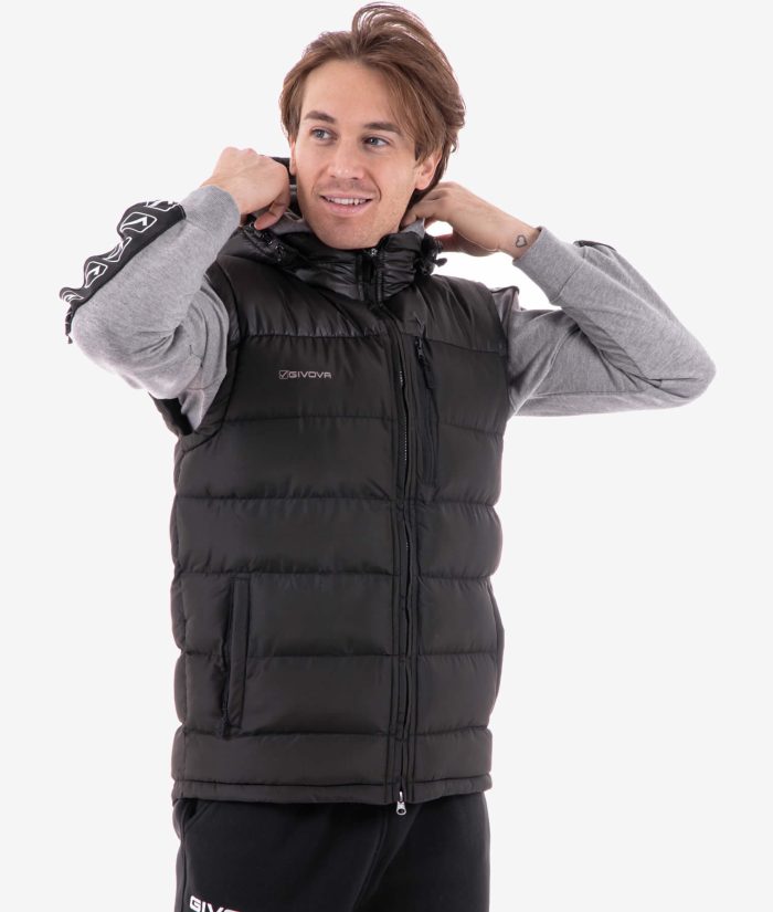 Giubbotto GIVOVA SMANICATO PRIME NERO Giubbino Con Cappuccio Unisex Giacca Imbottita Sportiva Calda GIOSAL