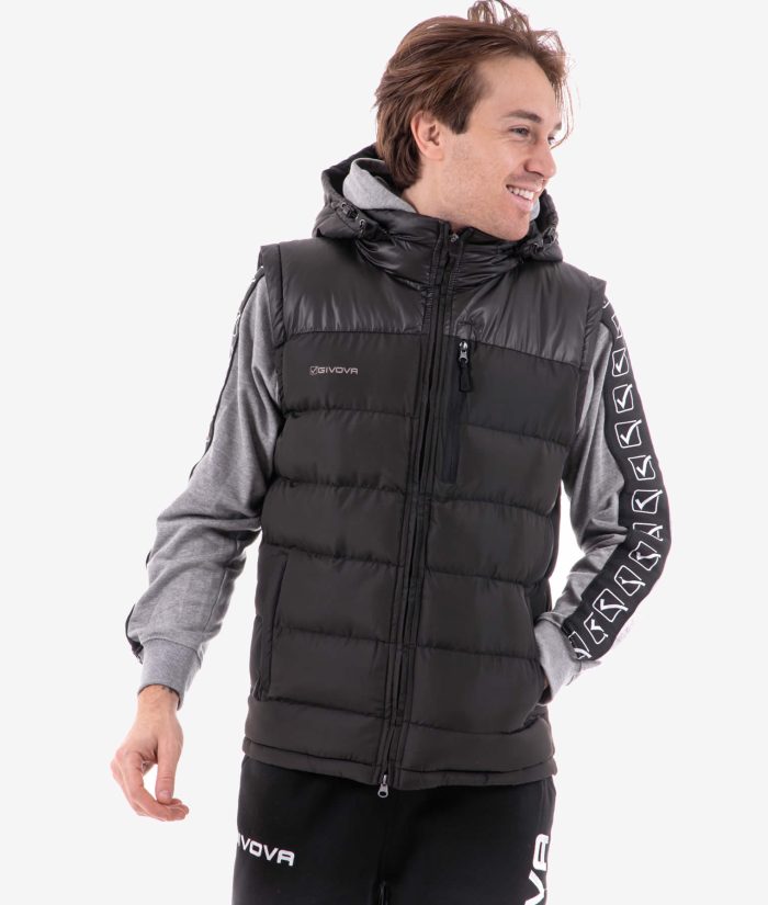Giubbotto GIVOVA SMANICATO PRIME NERO Giubbino Con Cappuccio Unisex Giacca Imbottita Sportiva Calda GIOSAL