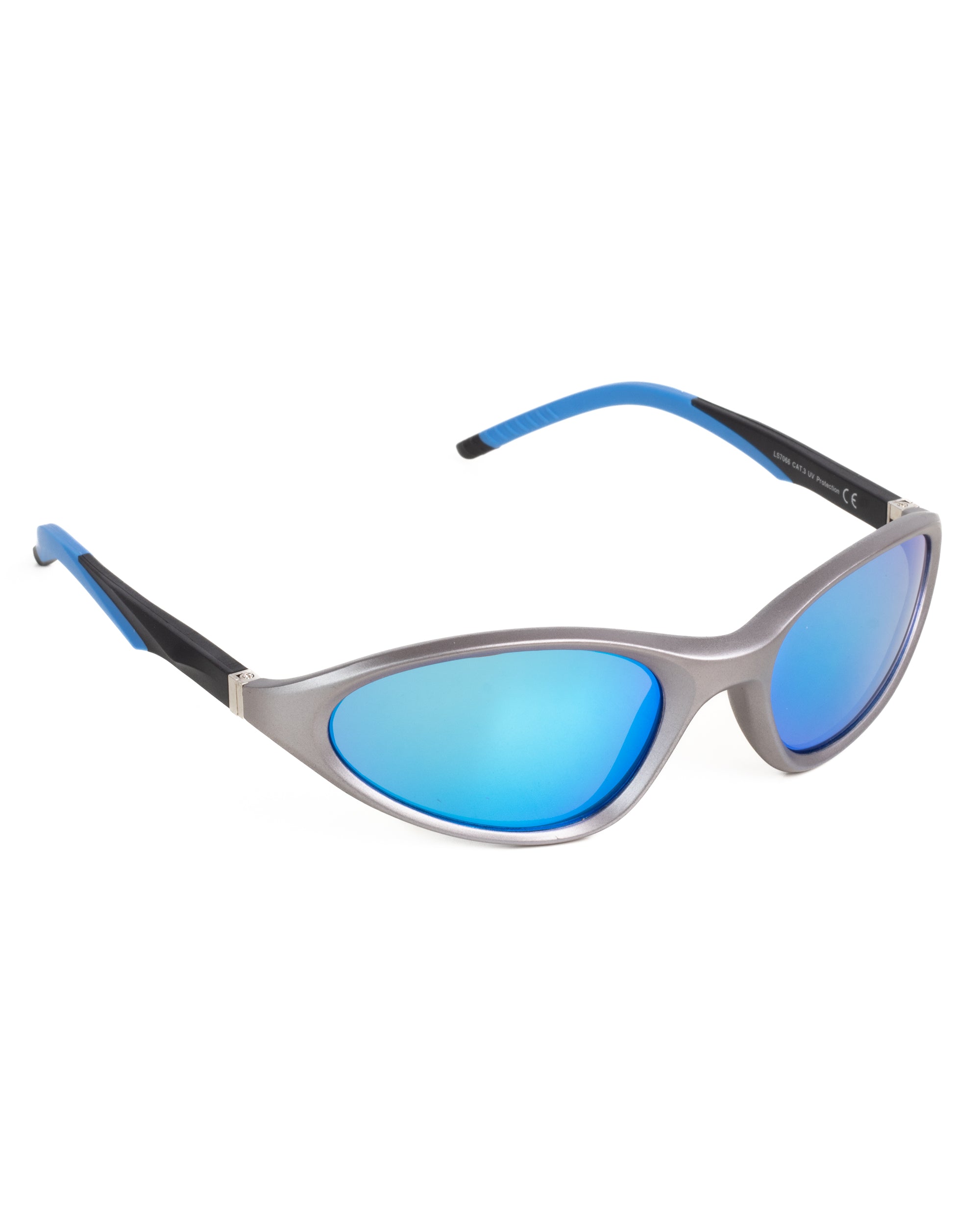 Occhiali da Sole Sportivo Unisex Casual Sunglasses Uomo Donna Montatura Curva Silver Lenti Specchiate GIOSAL-OC1070A