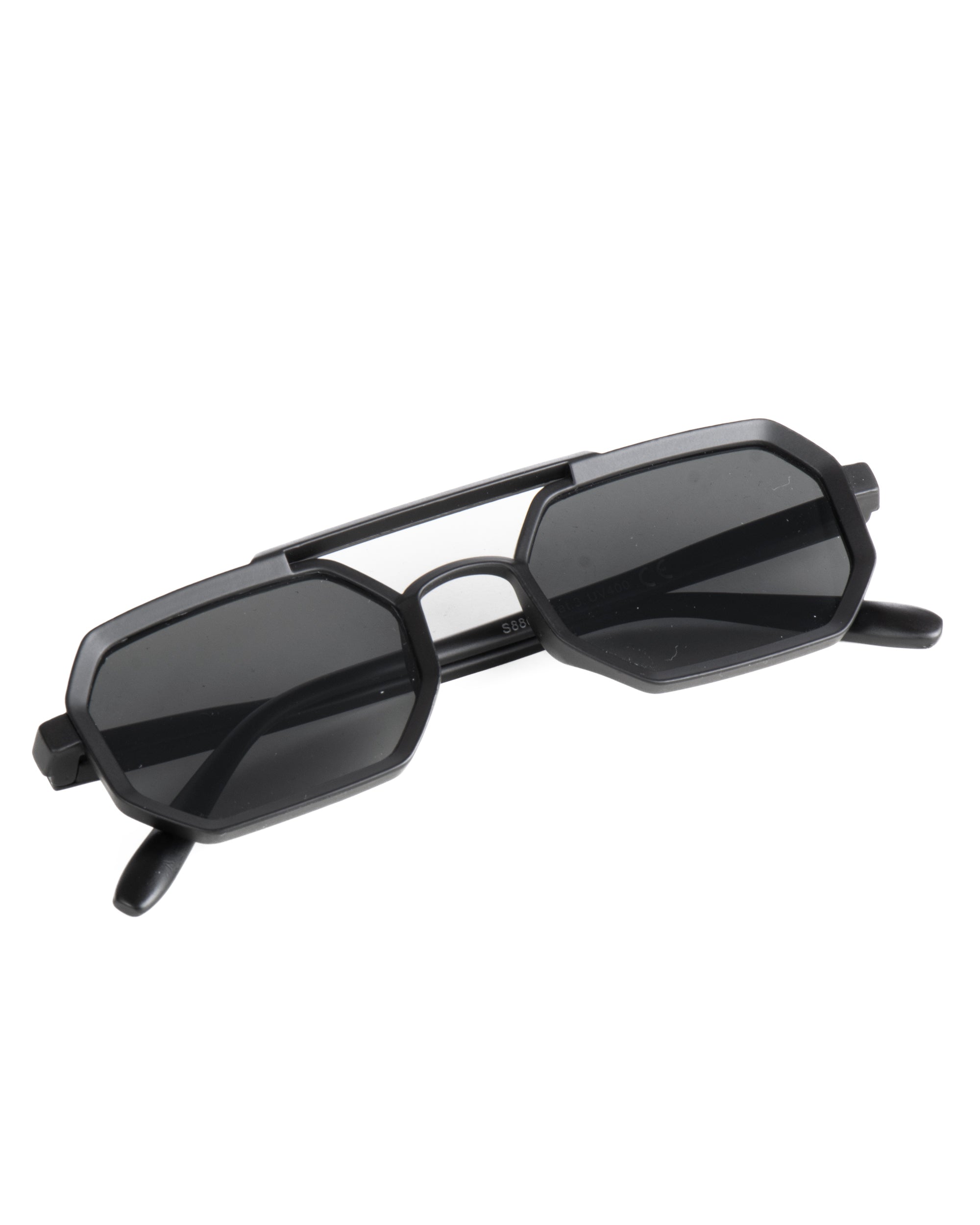 Occhiali da sole uomo unisex ottagonale doppio ponte lenti fumè nero GIOSAL-OC1101A