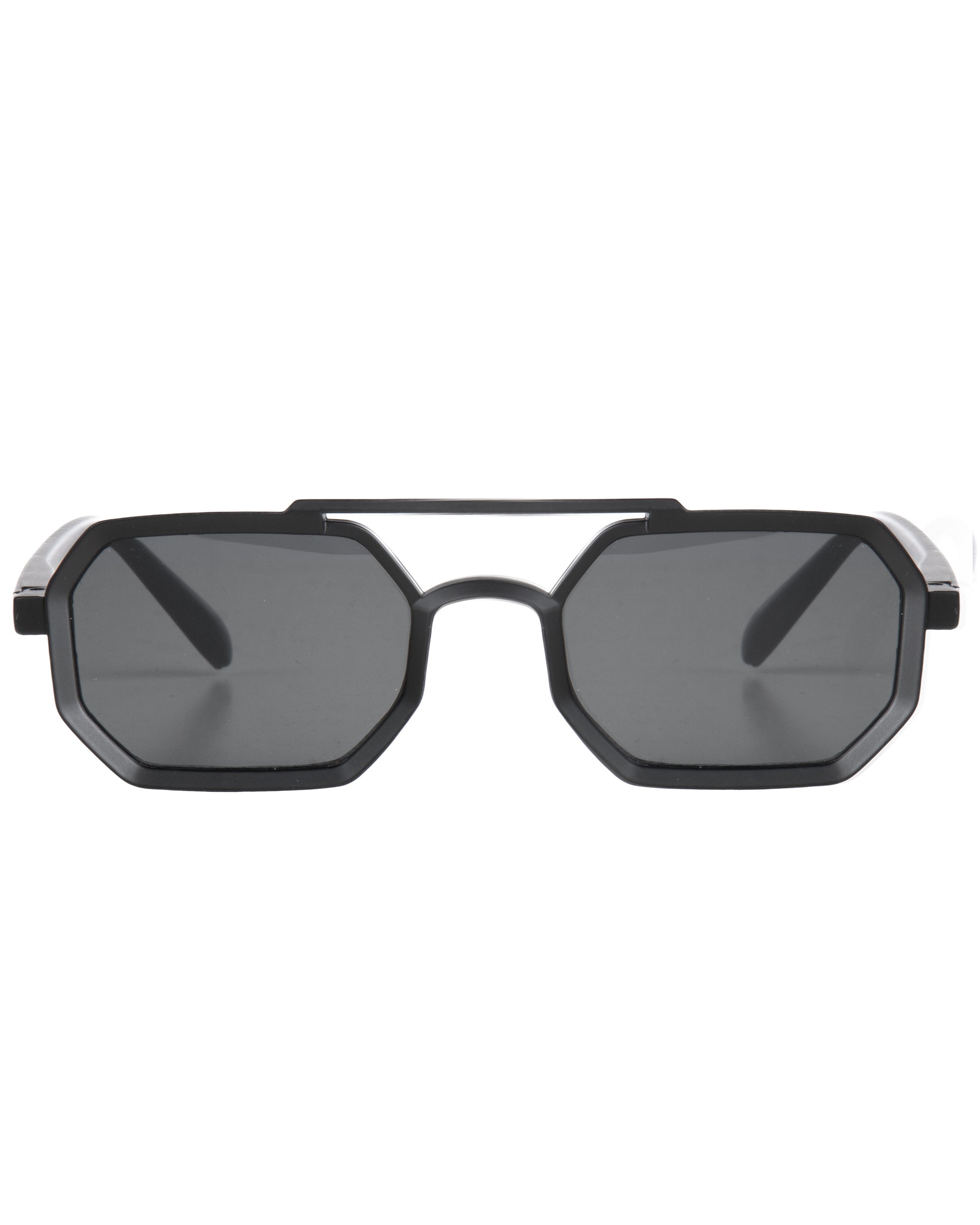 Occhiali da sole uomo unisex ottagonale doppio ponte lenti fumè nero GIOSAL-OC1101A