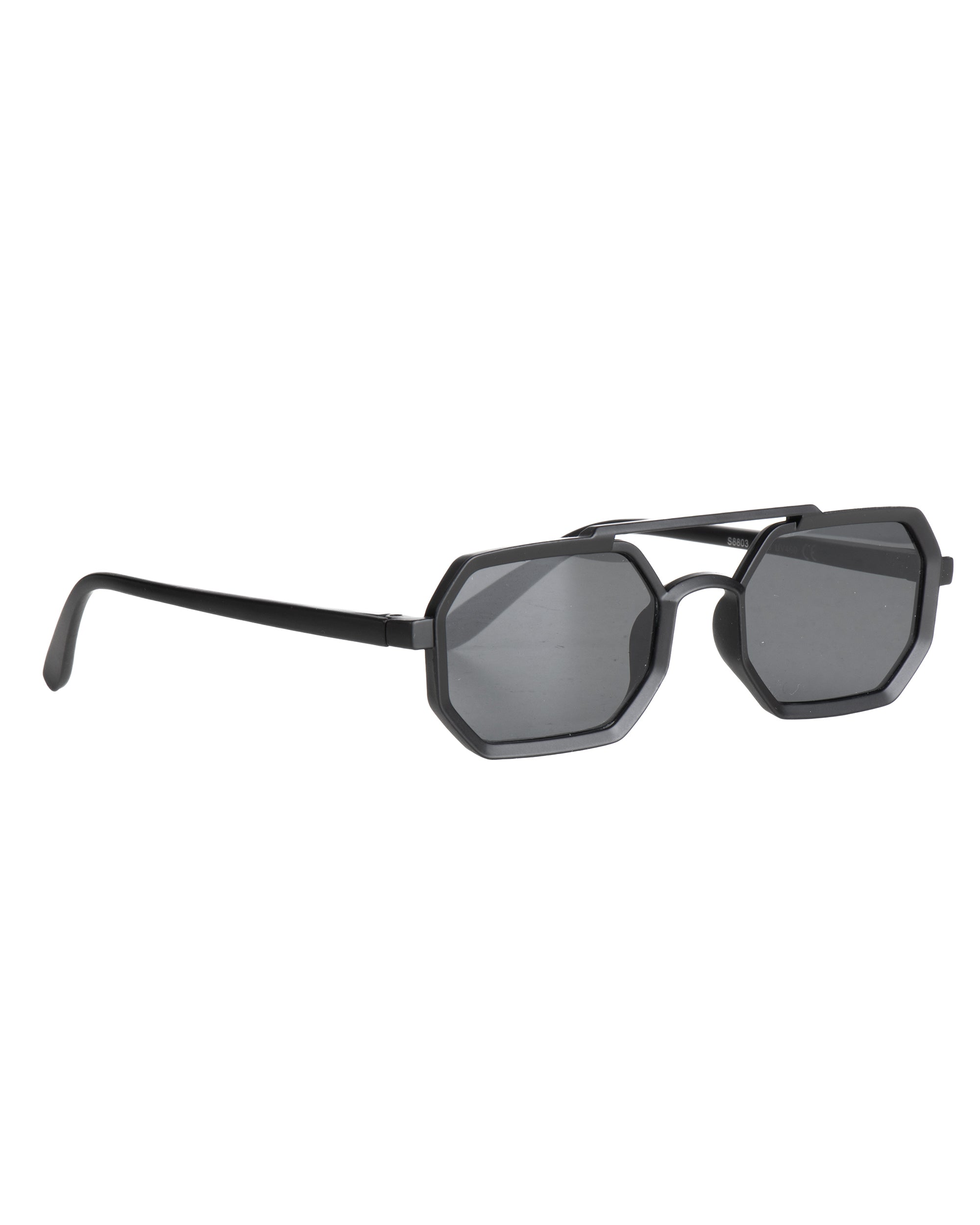 Occhiali da sole uomo unisex ottagonale doppio ponte lenti fumè nero GIOSAL-OC1101A