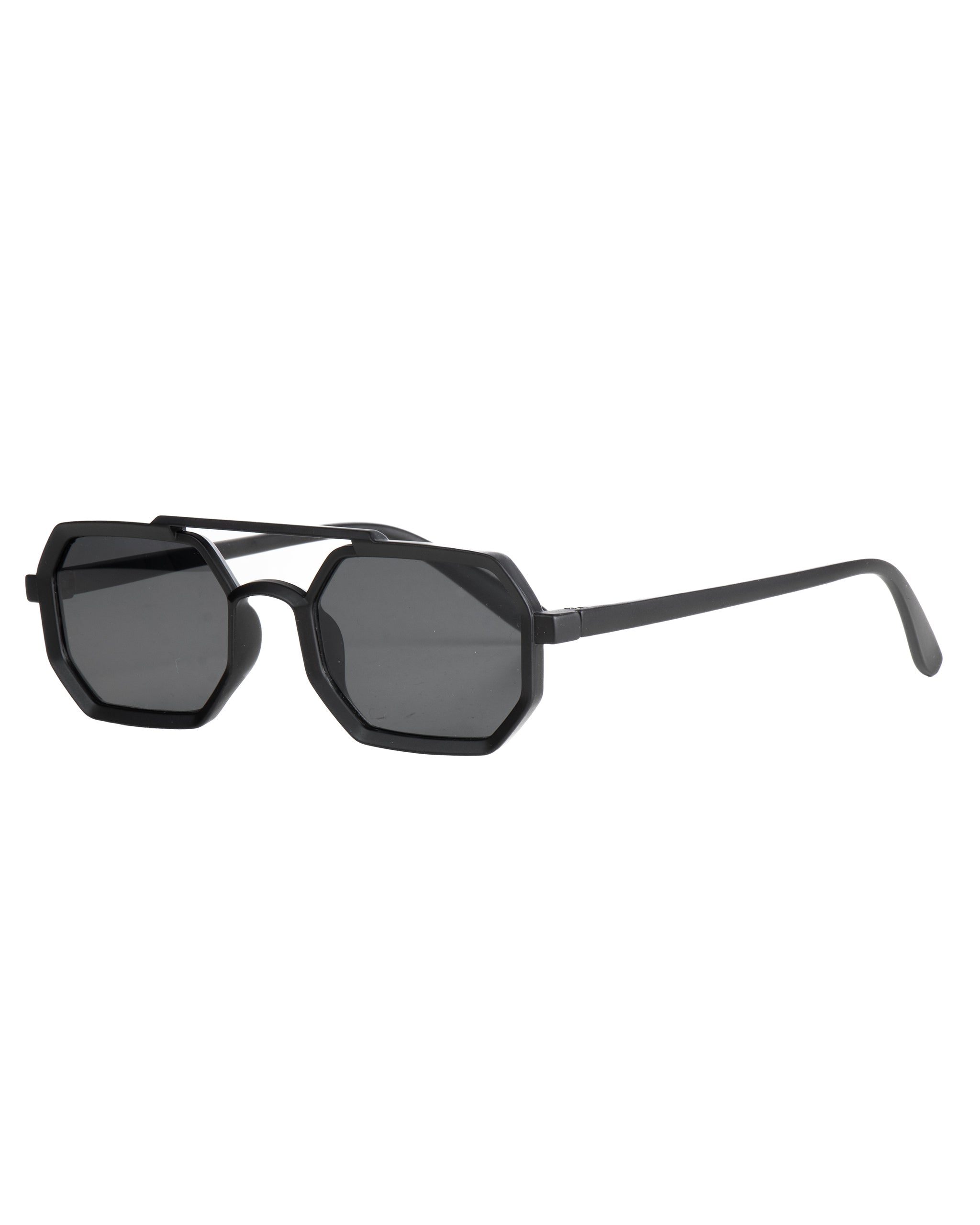 Occhiali da sole uomo unisex ottagonale doppio ponte lenti fumè nero GIOSAL-OC1101A