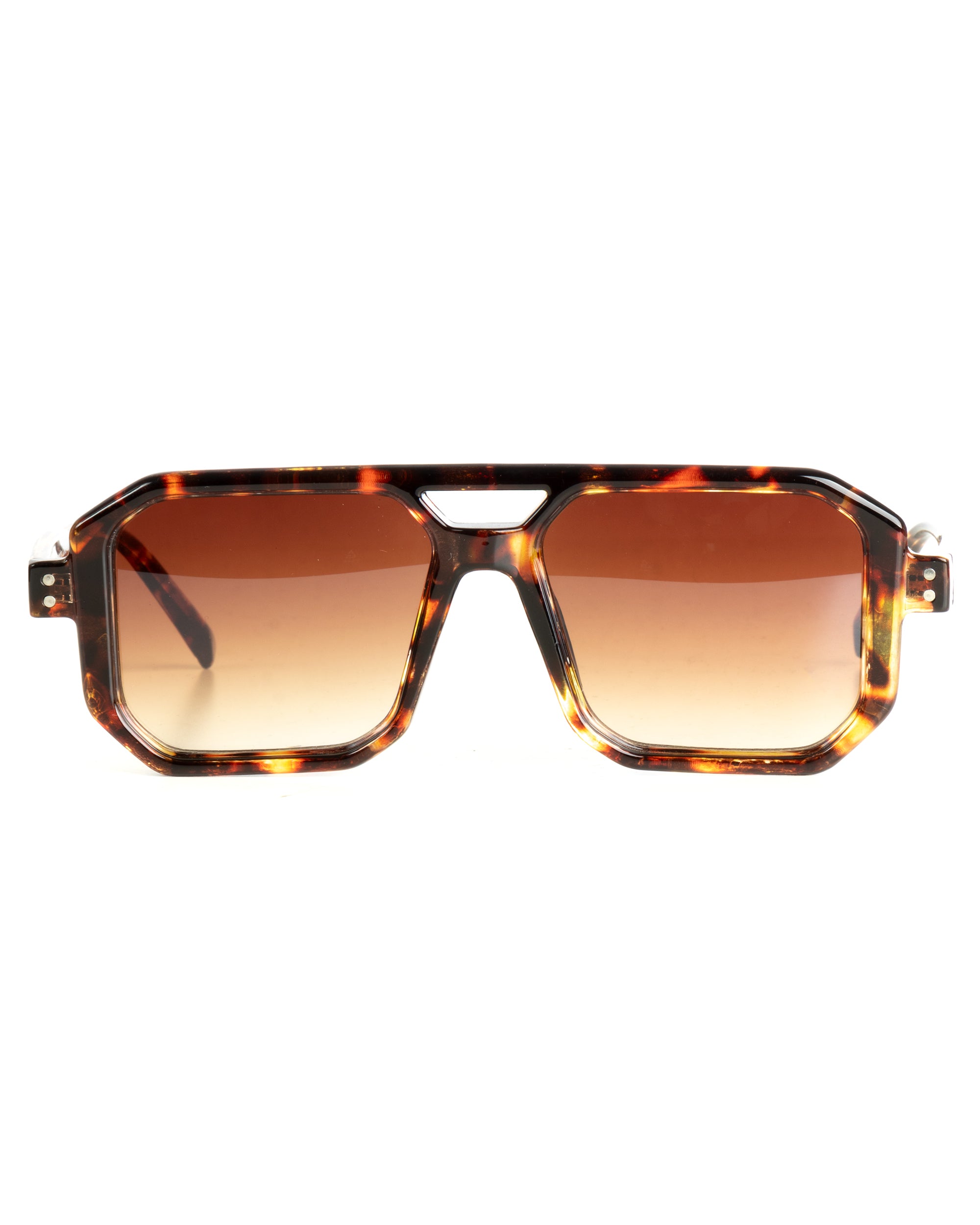 Occhiali da sole uomo unisex squadrato tartaruga doppio ponte lenti fumè marrone GIOSAL-OC1102A