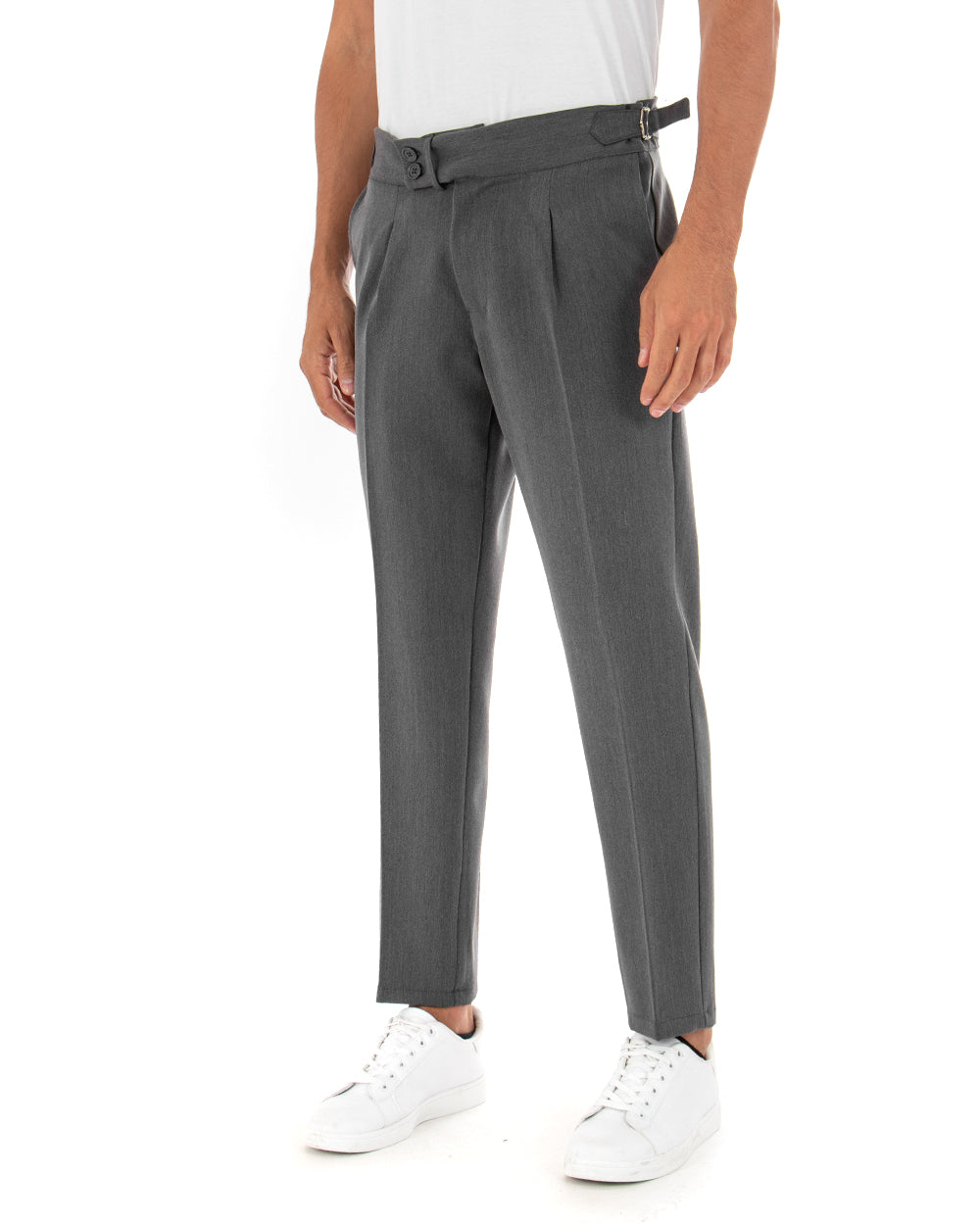 Abito Uomo Doppiopetto Completo Viscosa Grigio Sartoriale Giacca Pantaloni Elegante Casual GIOSAL-OU2086A