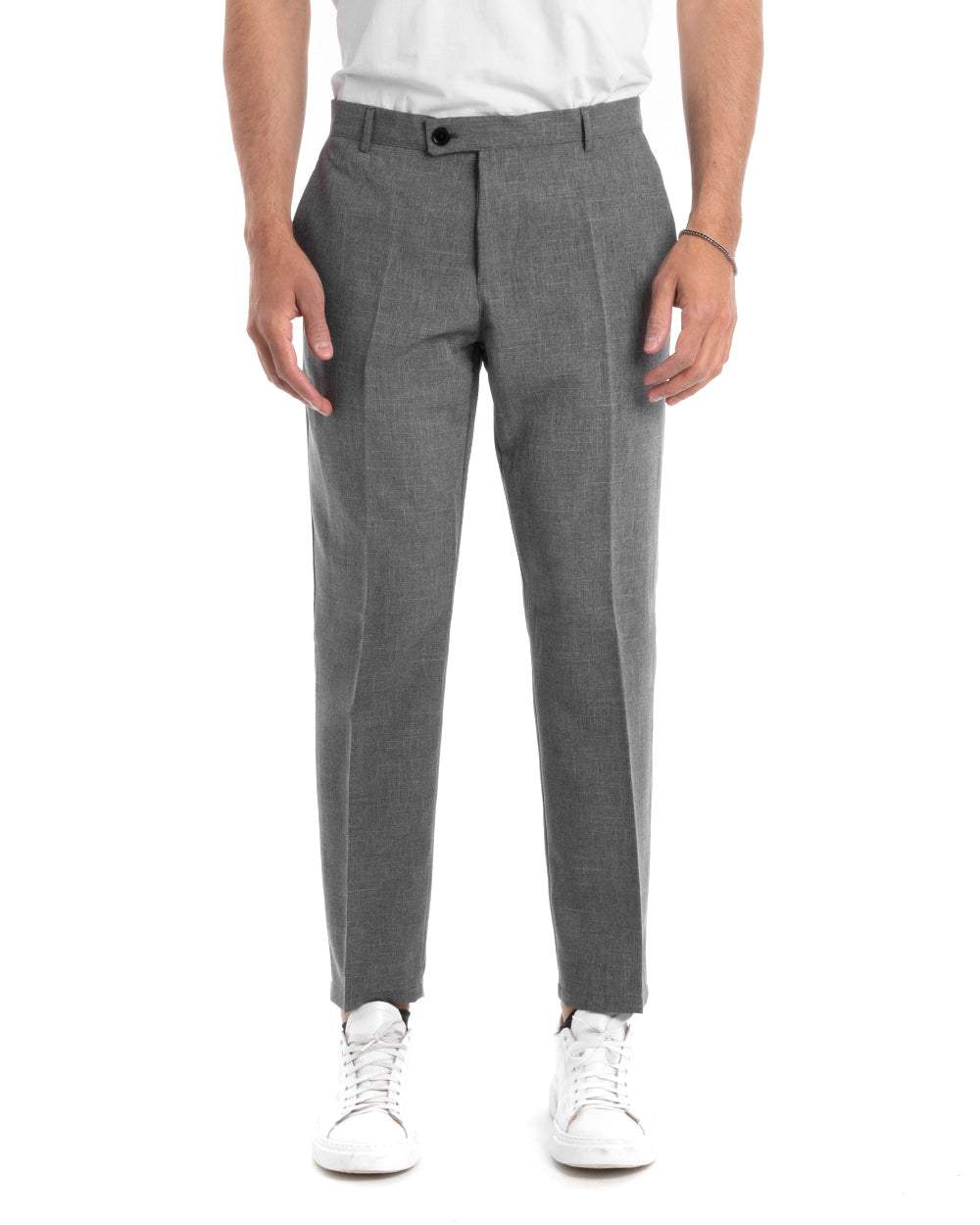 Abito Uomo Monopetto Completo Viscosa Grigio Sartoriale Giacca Pantaloni Elegante Casual GIOSAL-OU2118A