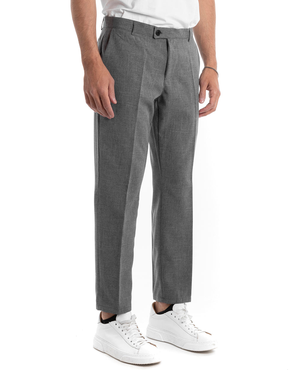 Abito Uomo Monopetto Completo Viscosa Grigio Sartoriale Giacca Pantaloni Elegante Casual GIOSAL-OU2118A