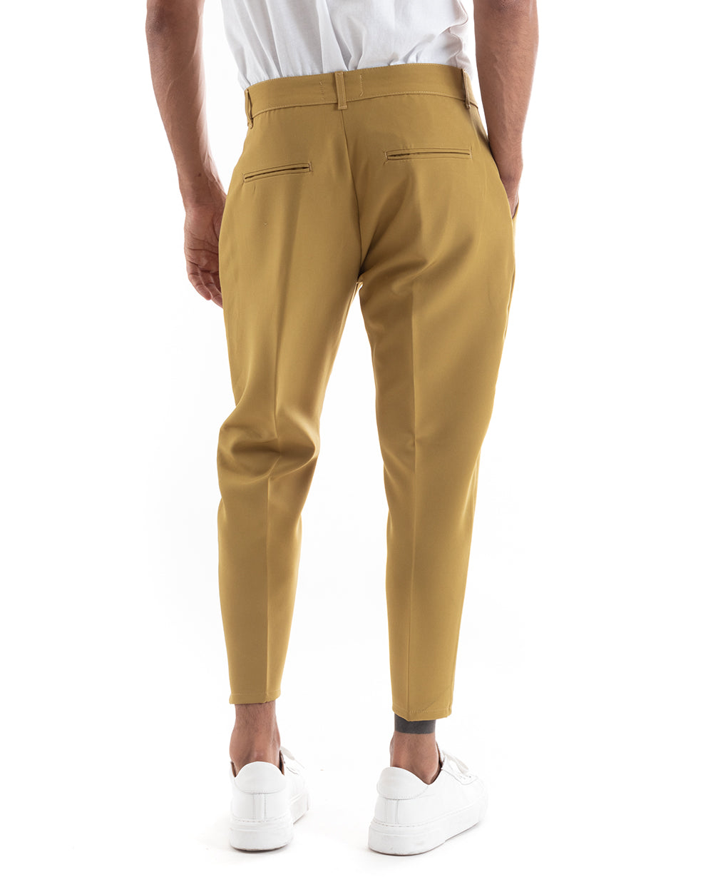 Abito Uomo Monopetto Vestito Viscosa Completo Giacca Pantaloni Senape Elegante Cerimonia GIOSAL-OU2147A