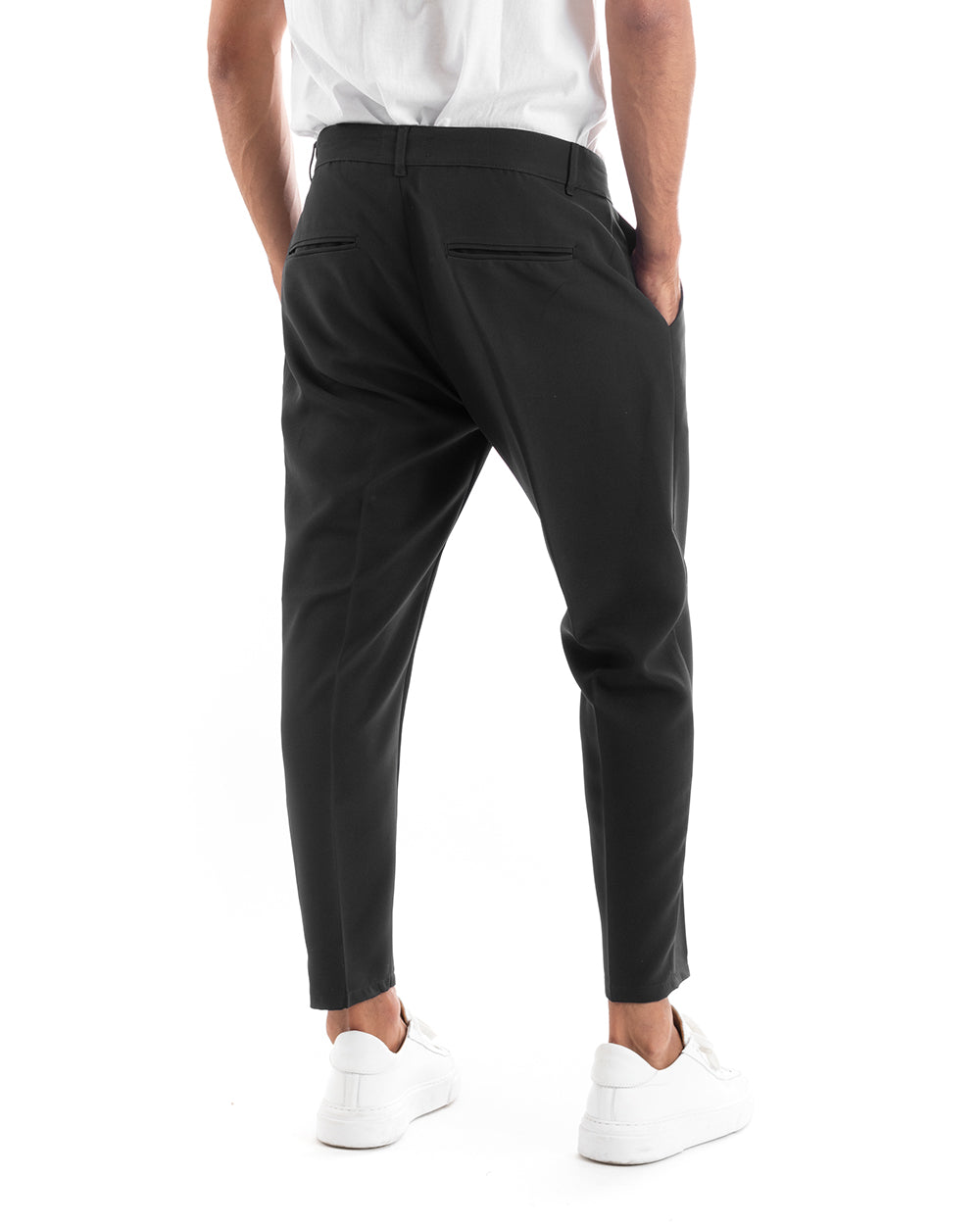 Abito Uomo Monopetto Vestito Viscosa Completo Giacca Pantaloni Nero Elegante Cerimonia GIOSAL-OU2151A