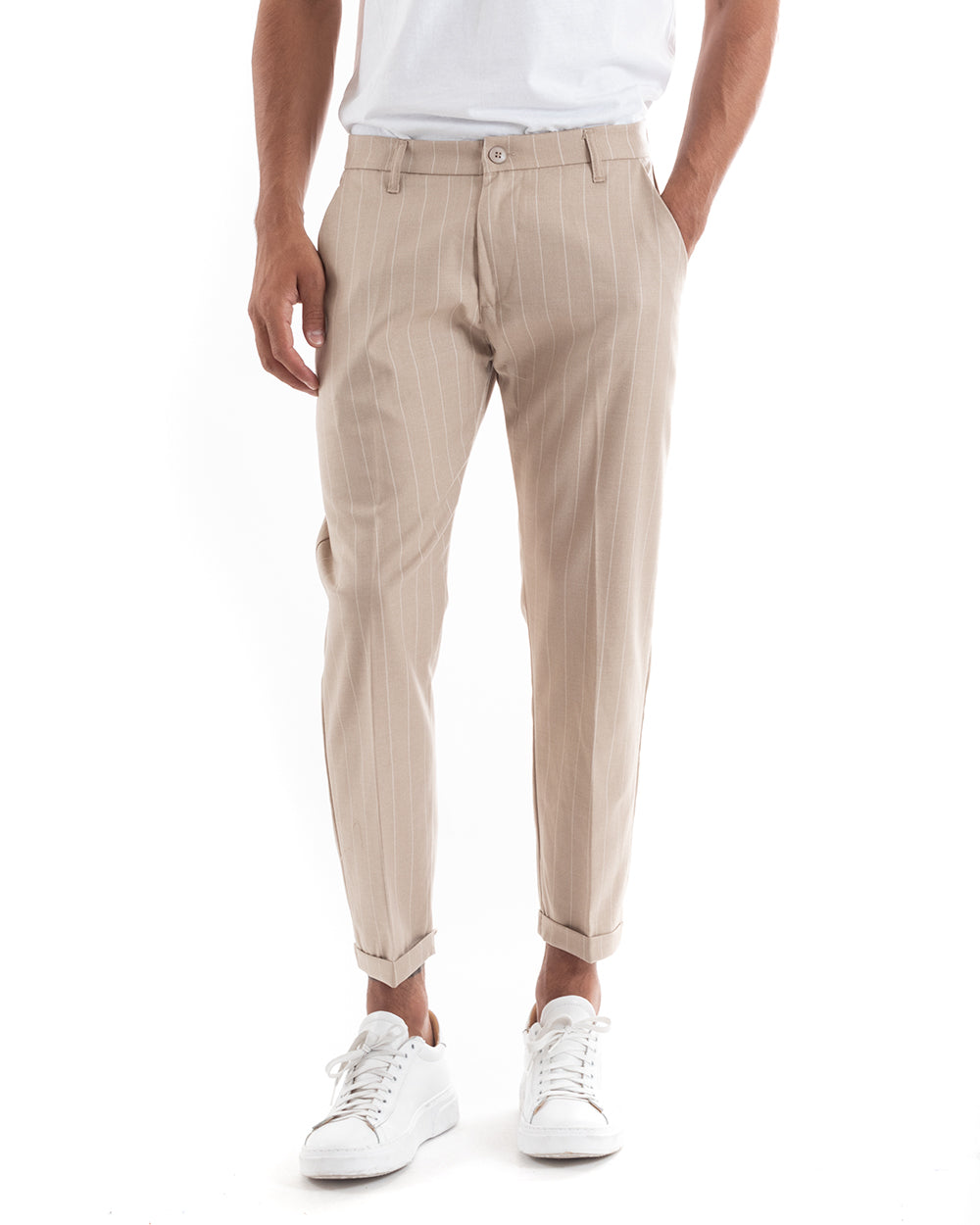 Abito Uomo Doppiopetto Vestito Viscosa Completo Giacca Pantaloni Beige Elegante Cerimonia GIOSAL-OU2152A