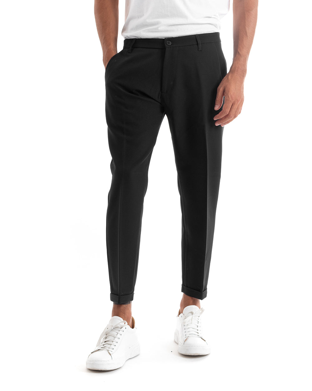 Abito Uomo Doppiopetto Vestito Viscosa Completo Giacca Pantaloni Nero Elegante Cerimonia GIOSAL-OU2162A