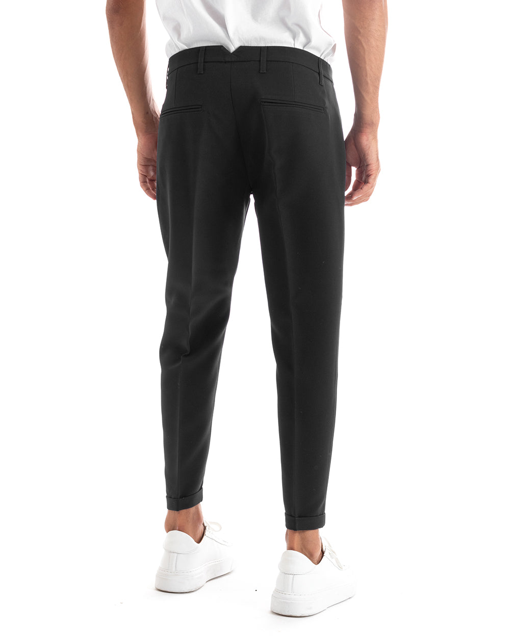 Abito Uomo Doppiopetto Vestito Viscosa Completo Giacca Pantaloni Nero Elegante Cerimonia GIOSAL-OU2162A