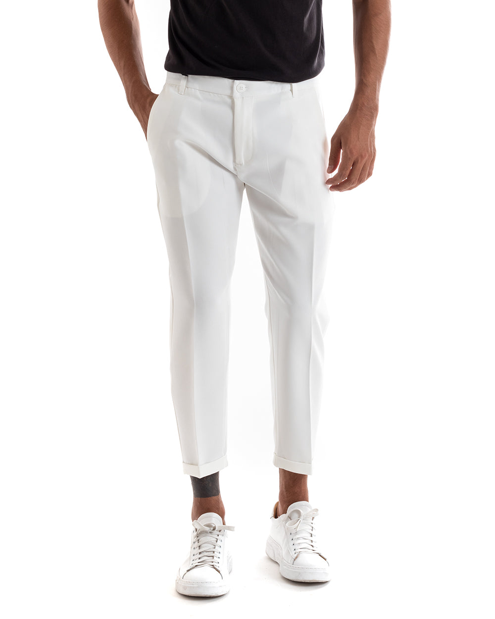 Abito Uomo Doppiopetto Vestito Viscosa Completo Giacca Pantaloni Bianco Sportivo Elegante Cerimonia GIOSAL-OU2171A